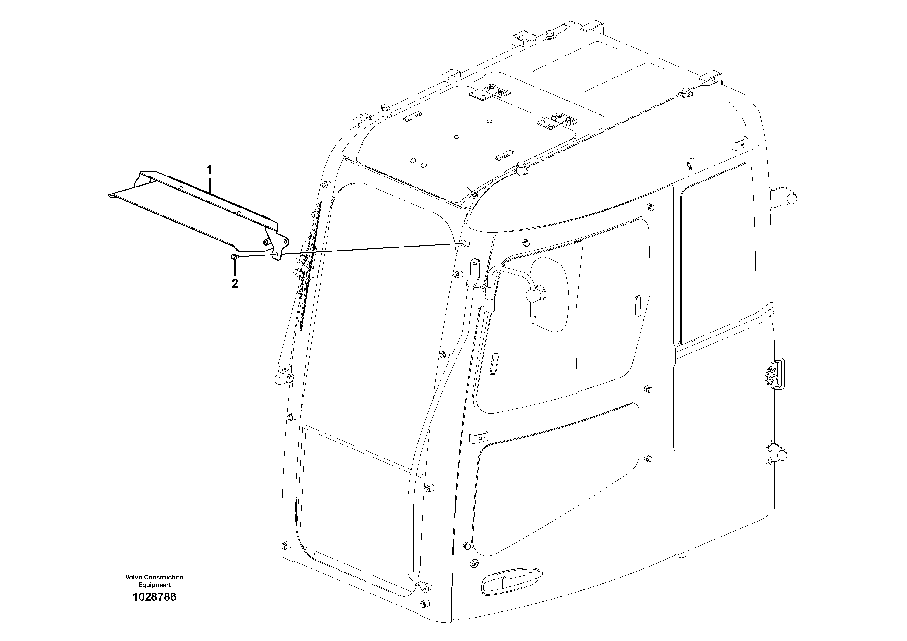 Схема запчастей Volvo ECR305C - 54492 Rain visor, exterior equipment ECR305C