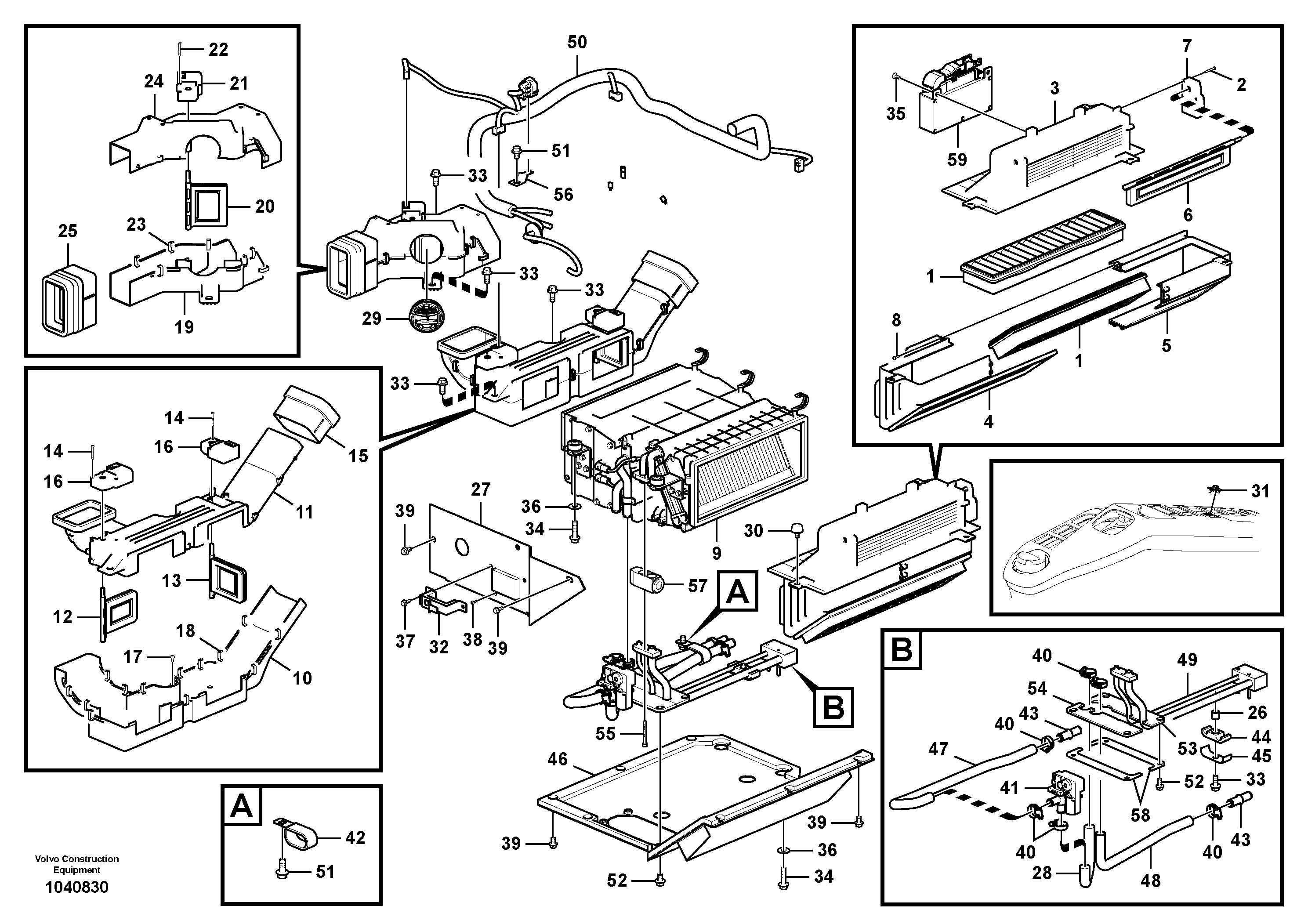 Схема запчастей Volvo ECR305C - 92256 Air duct in cabin and cabin floor ECR305C