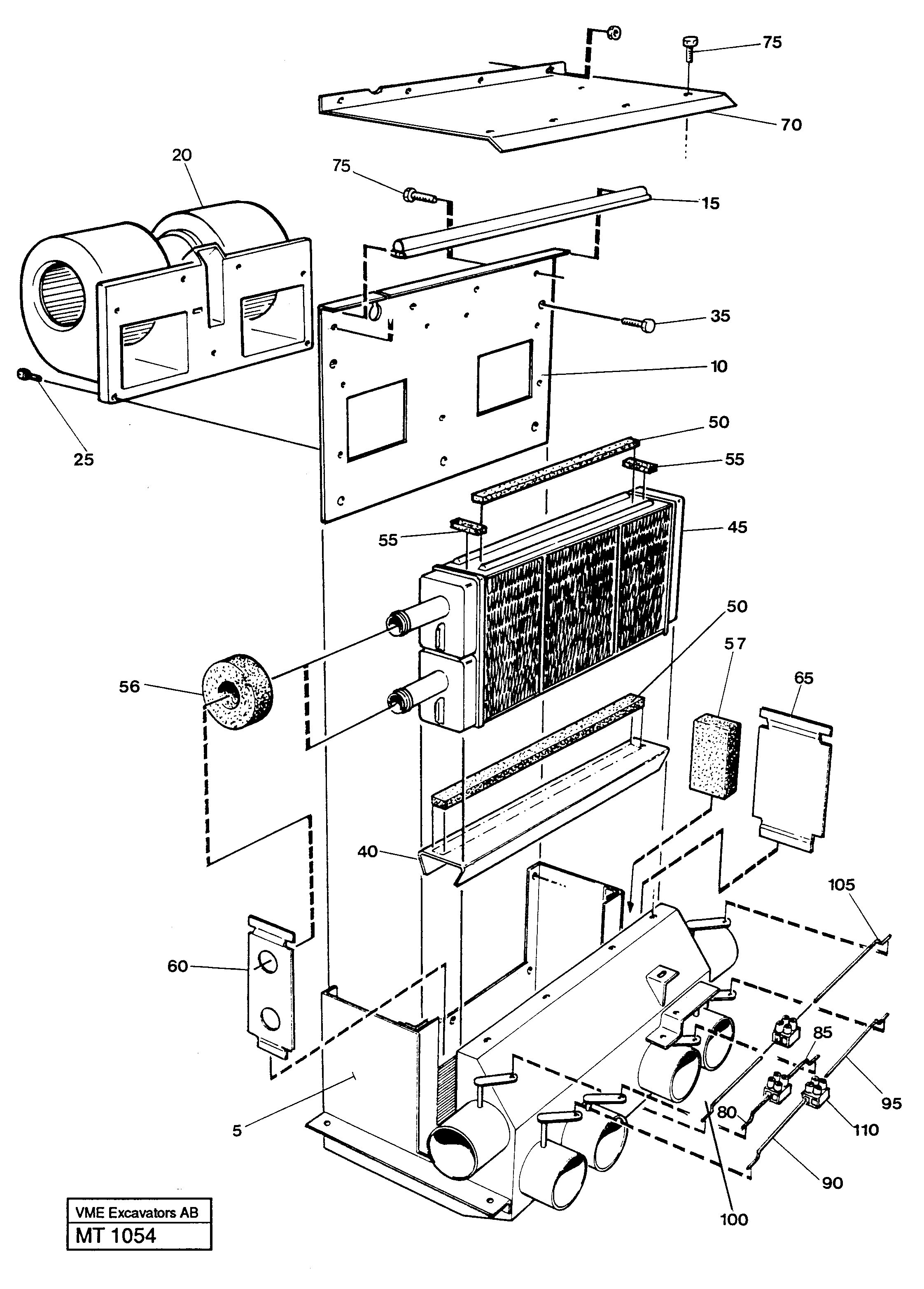 Схема запчастей Volvo EC230 ?KERMAN ?KERMAN EC230 SER NO - 4368 - 39405 Cab heater 