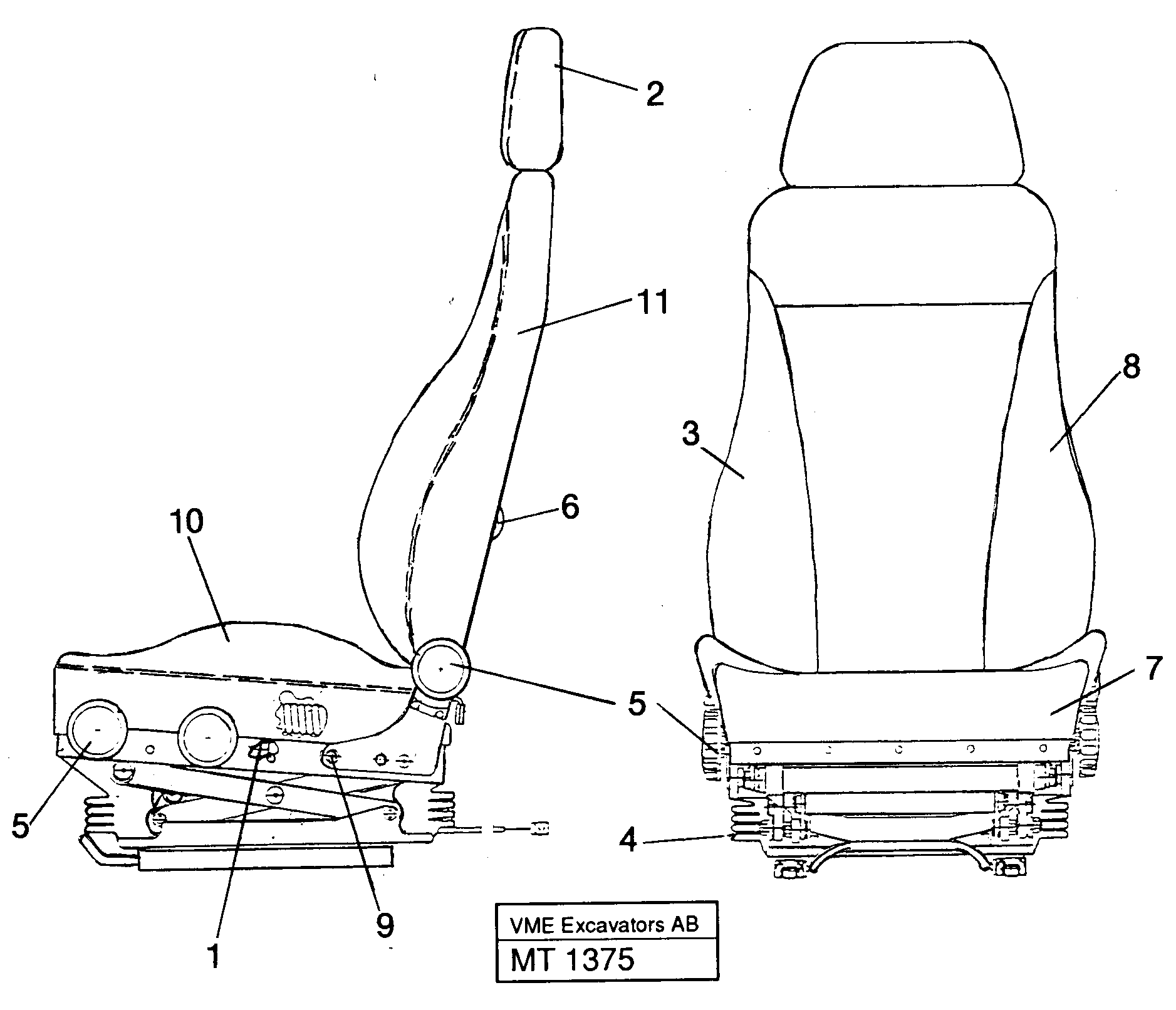 Схема запчастей Volvo EC230 ?KERMAN ?KERMAN EC230 SER NO - 4368 - 39422 Driver seat Be-ge Viking 