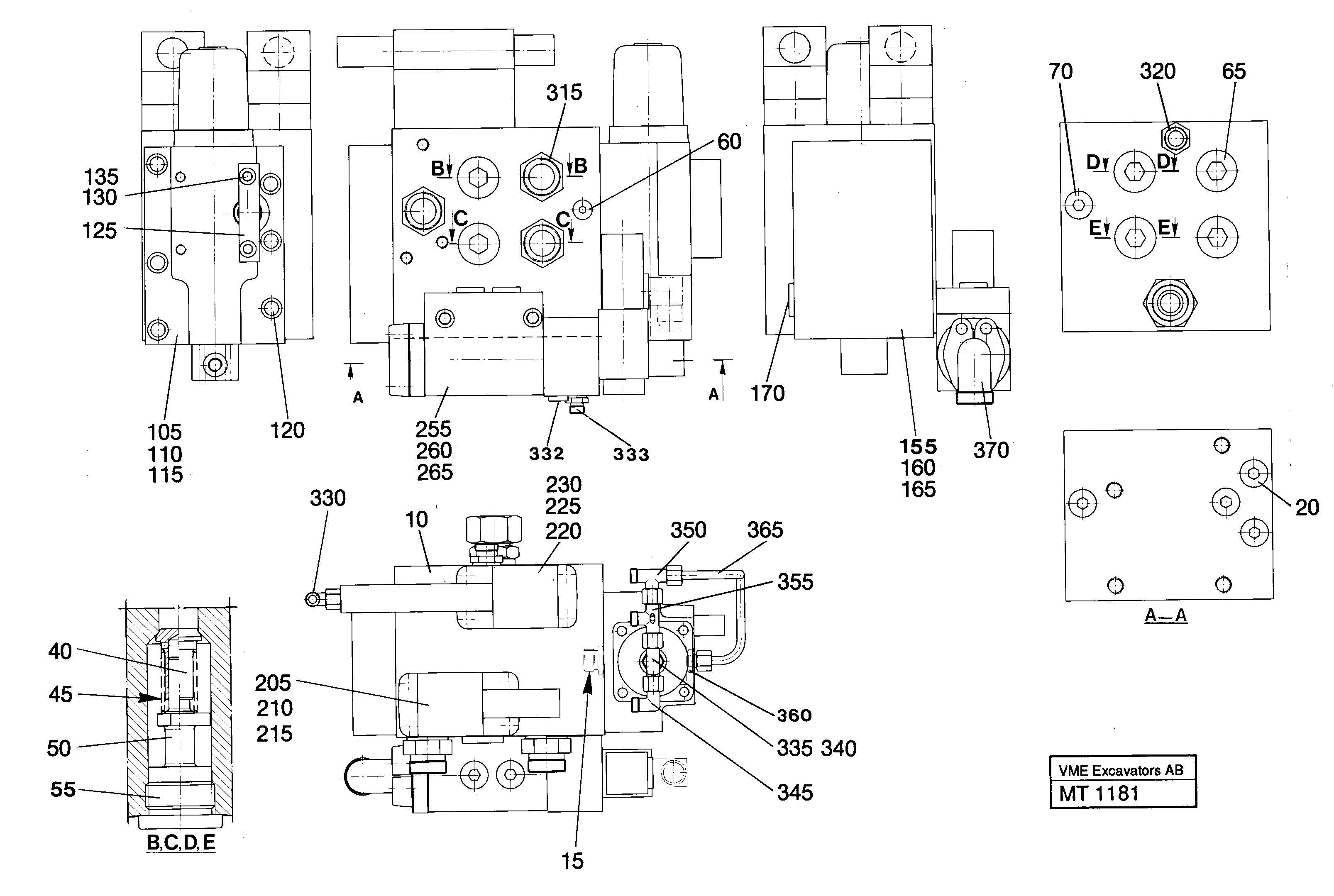 Схема запчастей Volvo EC230 ?KERMAN ?KERMAN EC230 SER NO - 4368 - 38150 Slew valve assembly 