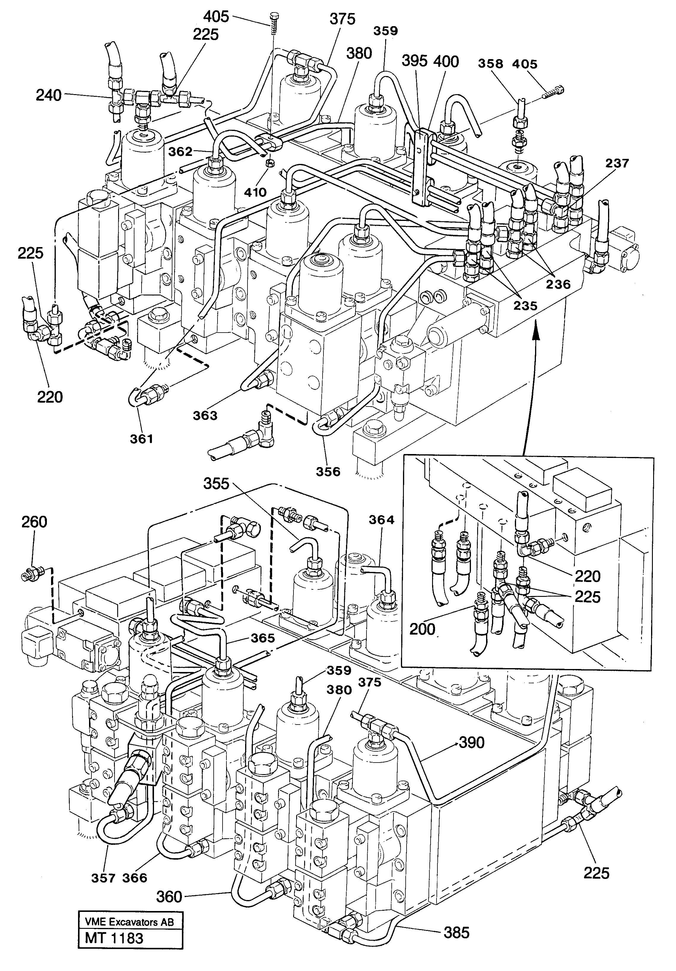 Схема запчастей Volvo EC230 ?KERMAN ?KERMAN EC230 SER NO - 4368 - 38155 Main valve assembly with connections 