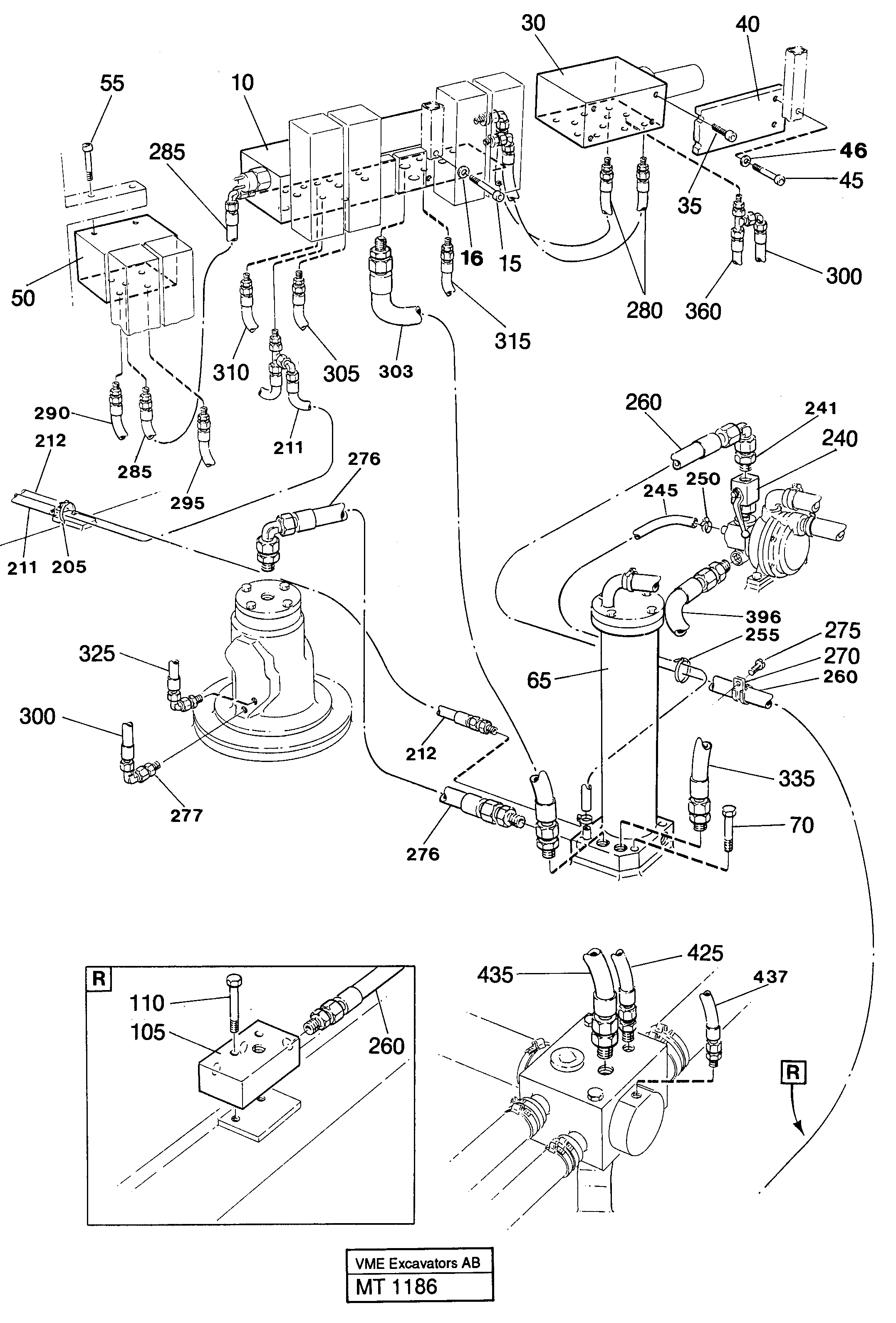 Схема запчастей Volvo EC230 ?KERMAN ?KERMAN EC230 SER NO - 4368 - 38161 Lines in valve compartment 