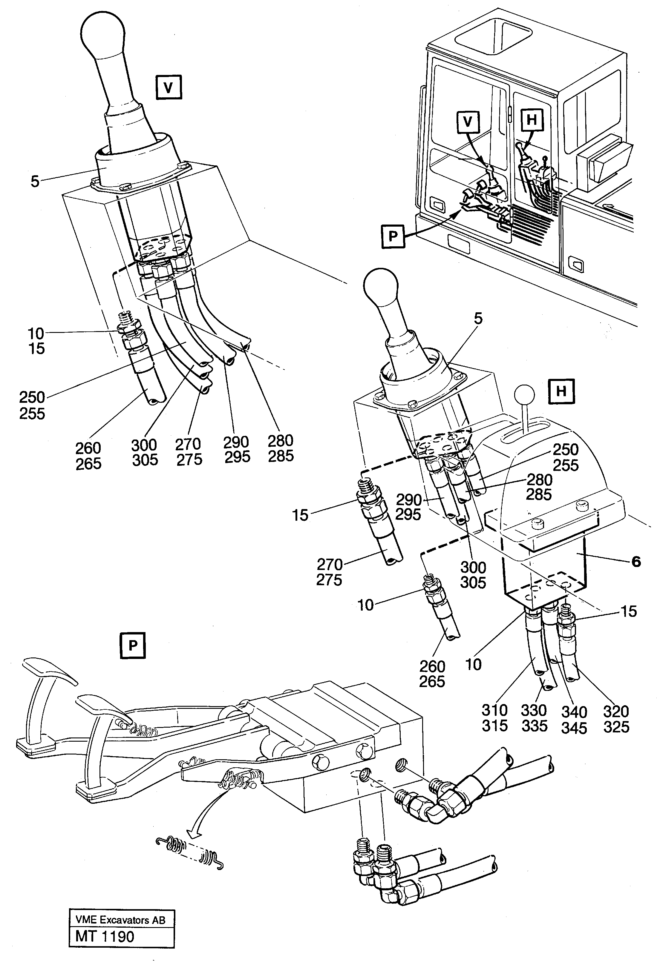 Схема запчастей Volvo EC230 ?KERMAN ?KERMAN EC230 SER NO - 4368 - 38163 Steering lever w hoses Control valve w hoses 