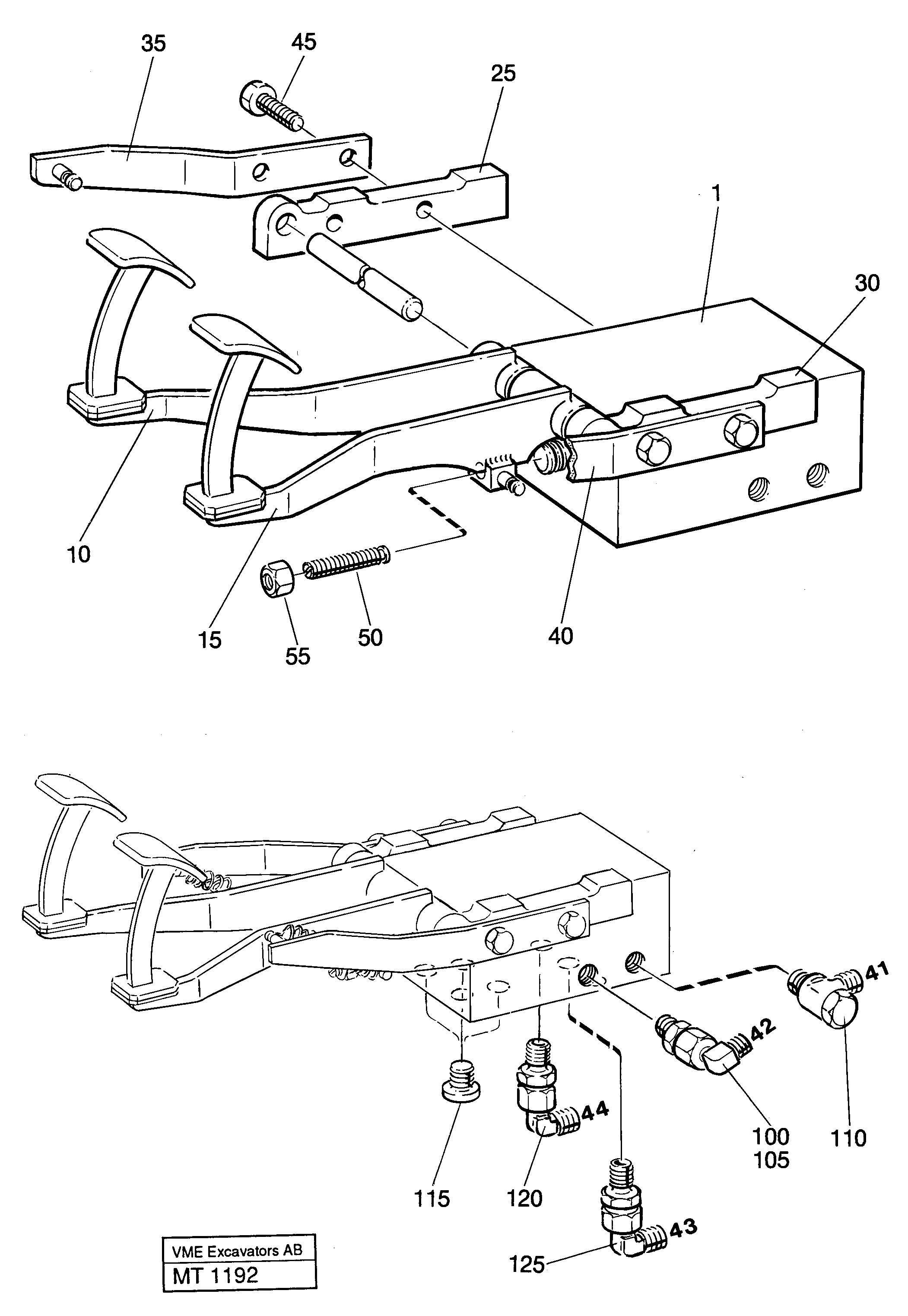 Схема запчастей Volvo EC230 ?KERMAN ?KERMAN EC230 SER NO - 4368 - 38164 Pedal valve with connections and hoses 