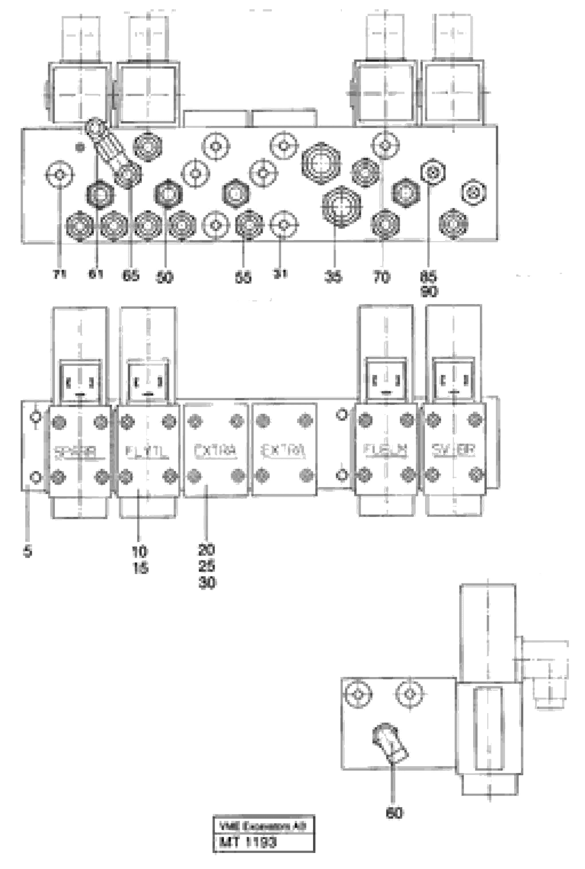 Схема запчастей Volvo EC230 ?KERMAN ?KERMAN EC230 SER NO - 4368 - 38165 Valve assembly for control with con- nections 