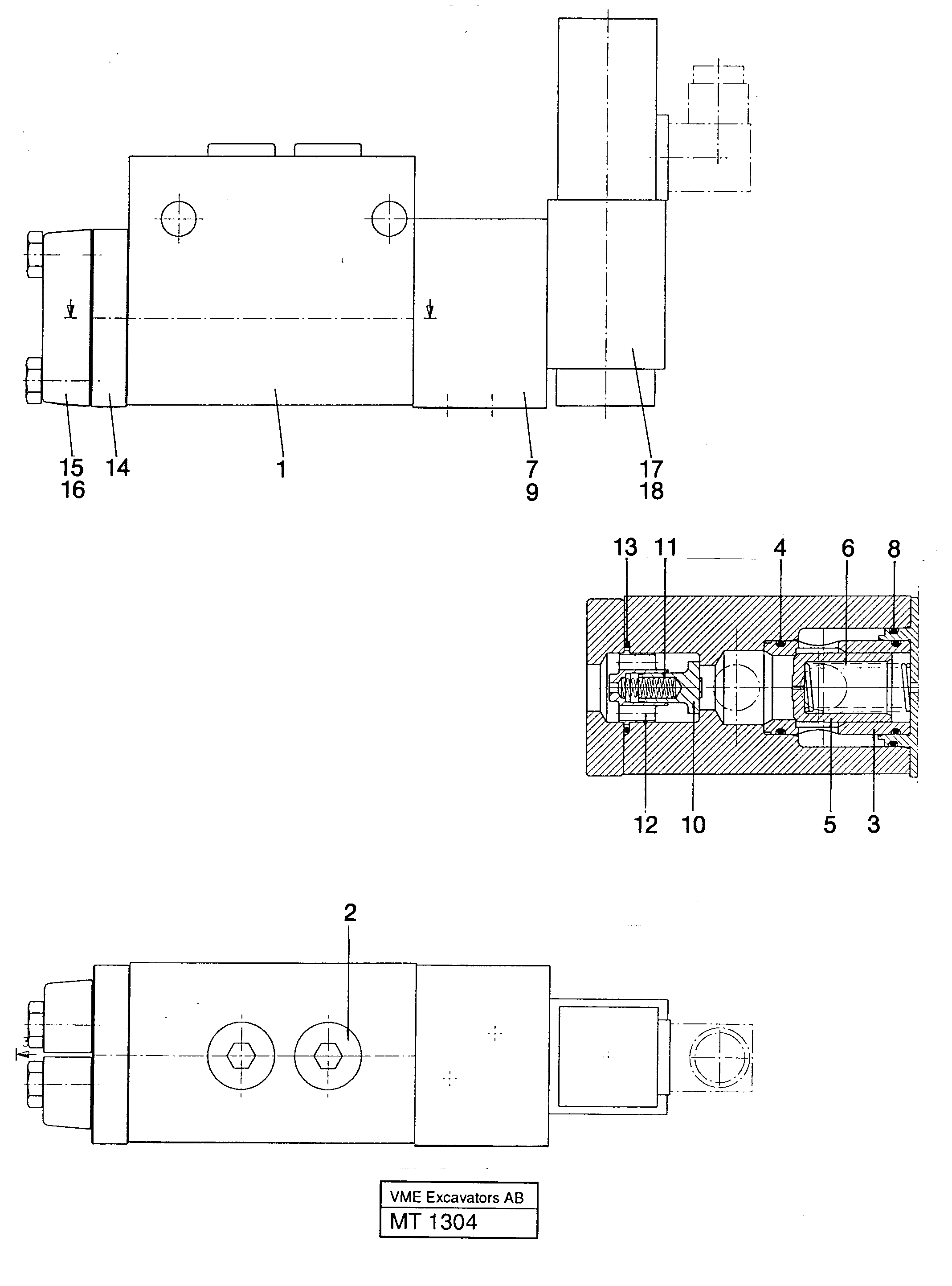 Схема запчастей Volvo EC230 ?KERMAN ?KERMAN EC230 SER NO - 4368 - 45482 Unloading valve Slew valve assembly 