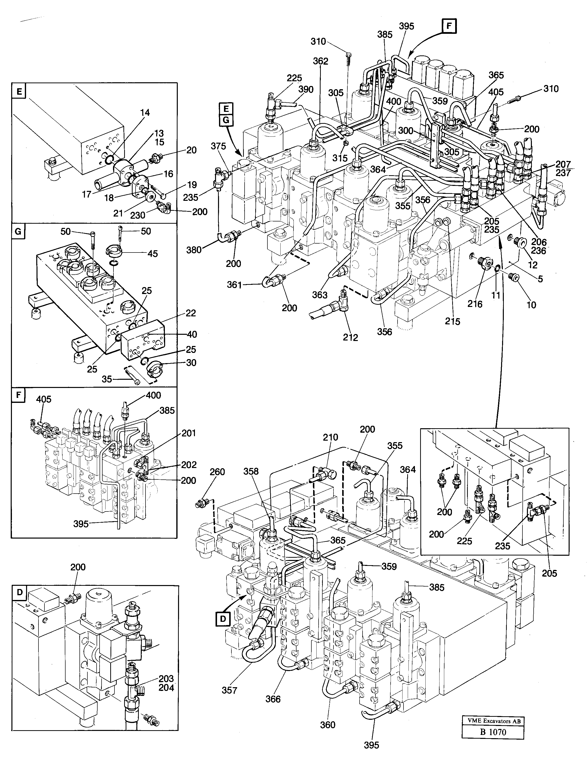 Схема запчастей Volvo EW230 ?KERMAN ?KERMAN EW230 SER NO - 1447 - 51273 Main valve assembly with connections 