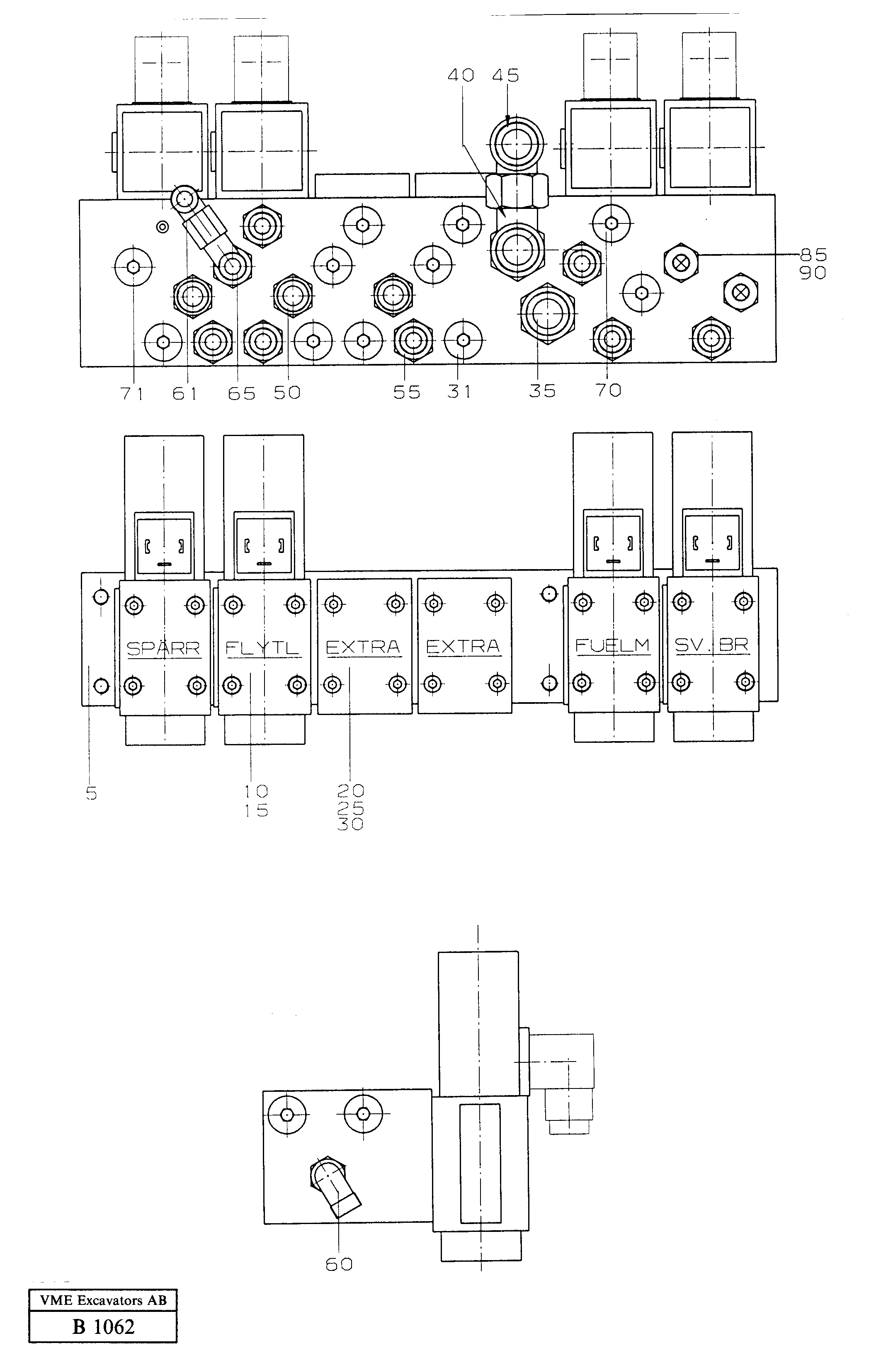 Схема запчастей Volvo EW230 ?KERMAN ?KERMAN EW230 SER NO - 1447 - 51284 Valve assembly for control with con- nections 