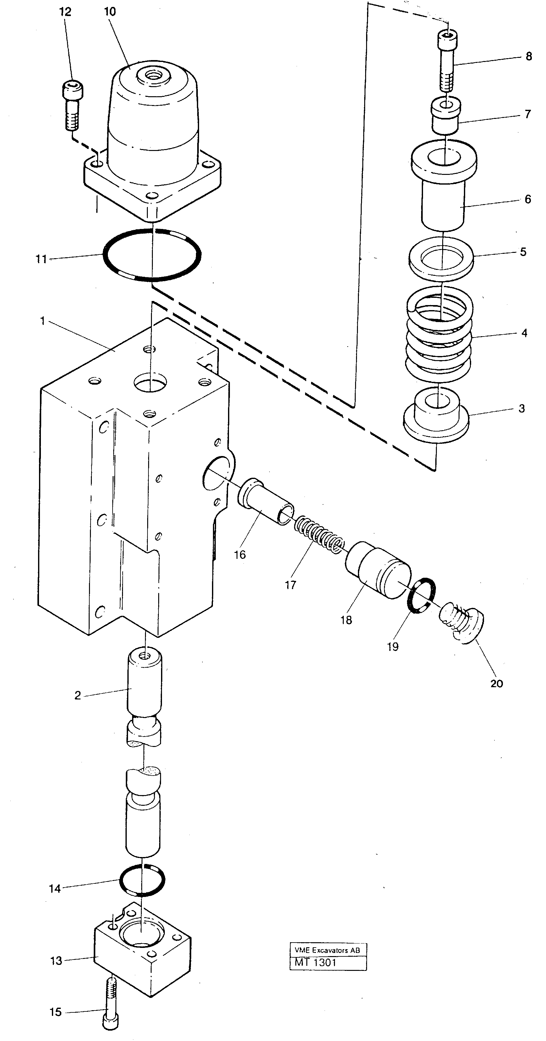 Схема запчастей Volvo EW230 ?KERMAN ?KERMAN EW230 SER NO - 1447 - 100919 Four way valve, primary boom, dipper, bucket 