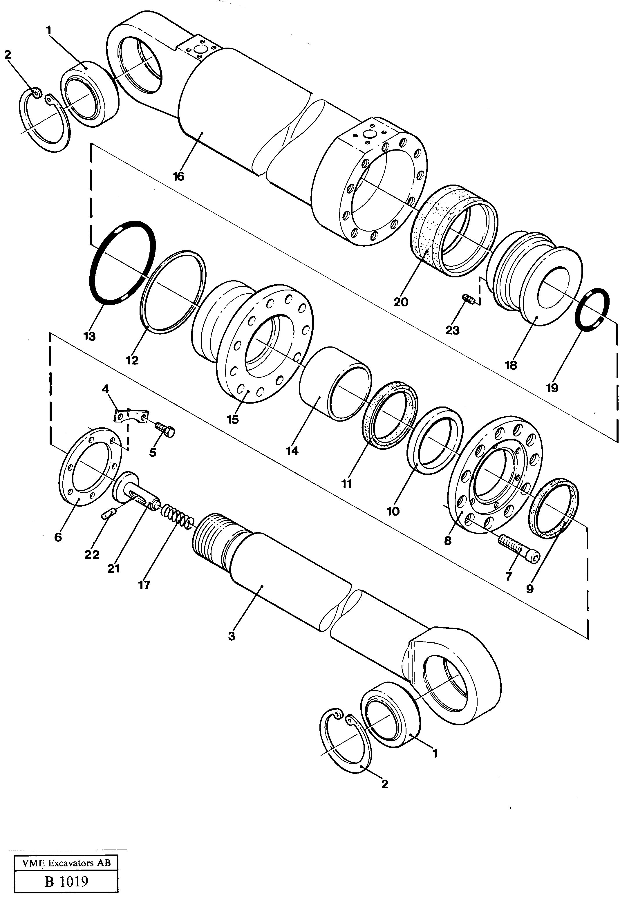 Схема запчастей Volvo EW230 ?KERMAN ?KERMAN EW230 SER NO - 1447 - 50898 Stabiliser cylinder 