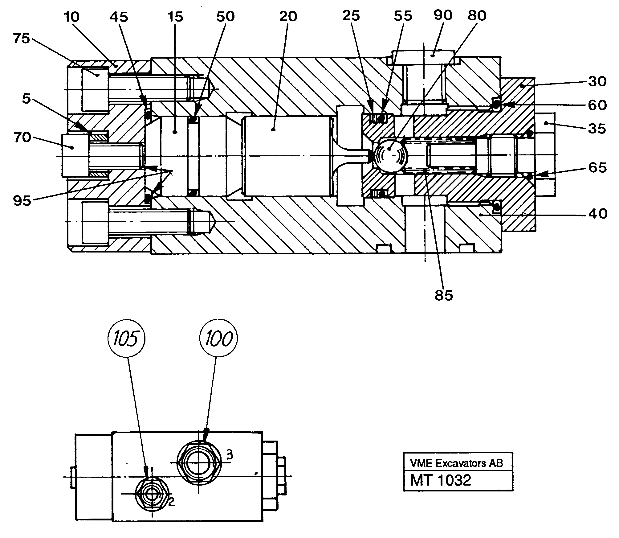 Схема запчастей Volvo EW230 ?KERMAN ?KERMAN EW230 SER NO - 1447 - 50902 Hydraulic lock oscillating cylinder 