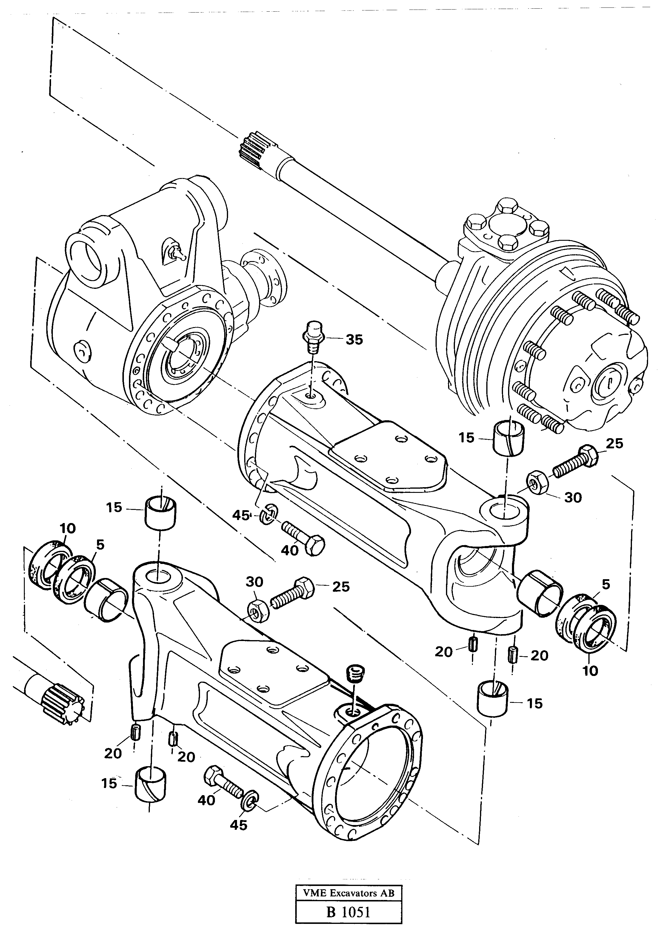 Схема запчастей Volvo EW230 ?KERMAN ?KERMAN EW230 SER NO - 1447 - 42477 Axle beam, front L.h. Ak 15 