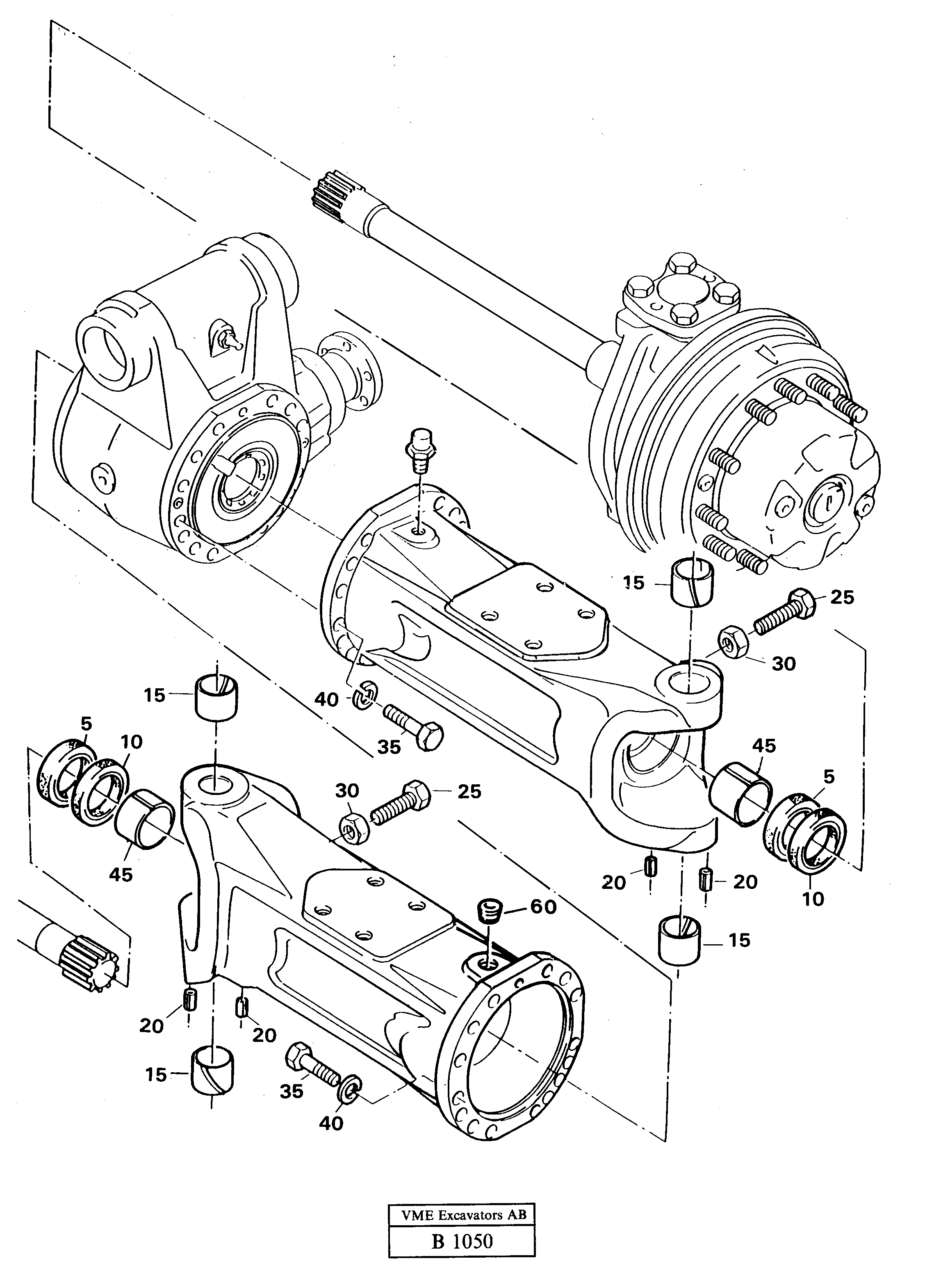 Схема запчастей Volvo EW230 ?KERMAN ?KERMAN EW230 SER NO - 1447 - 42478 Axle beam, front R.h. Ak 15 