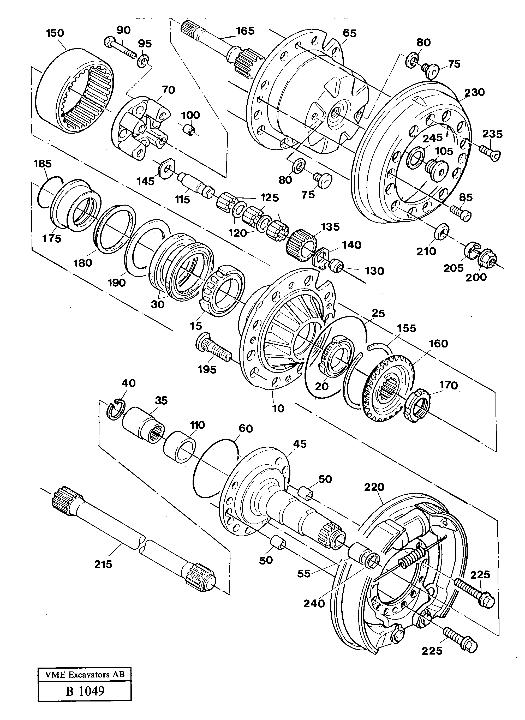 Схема запчастей Volvo EW230 ?KERMAN ?KERMAN EW230 SER NO - 1447 - 44022 Wheel hub rear, Ak 16 