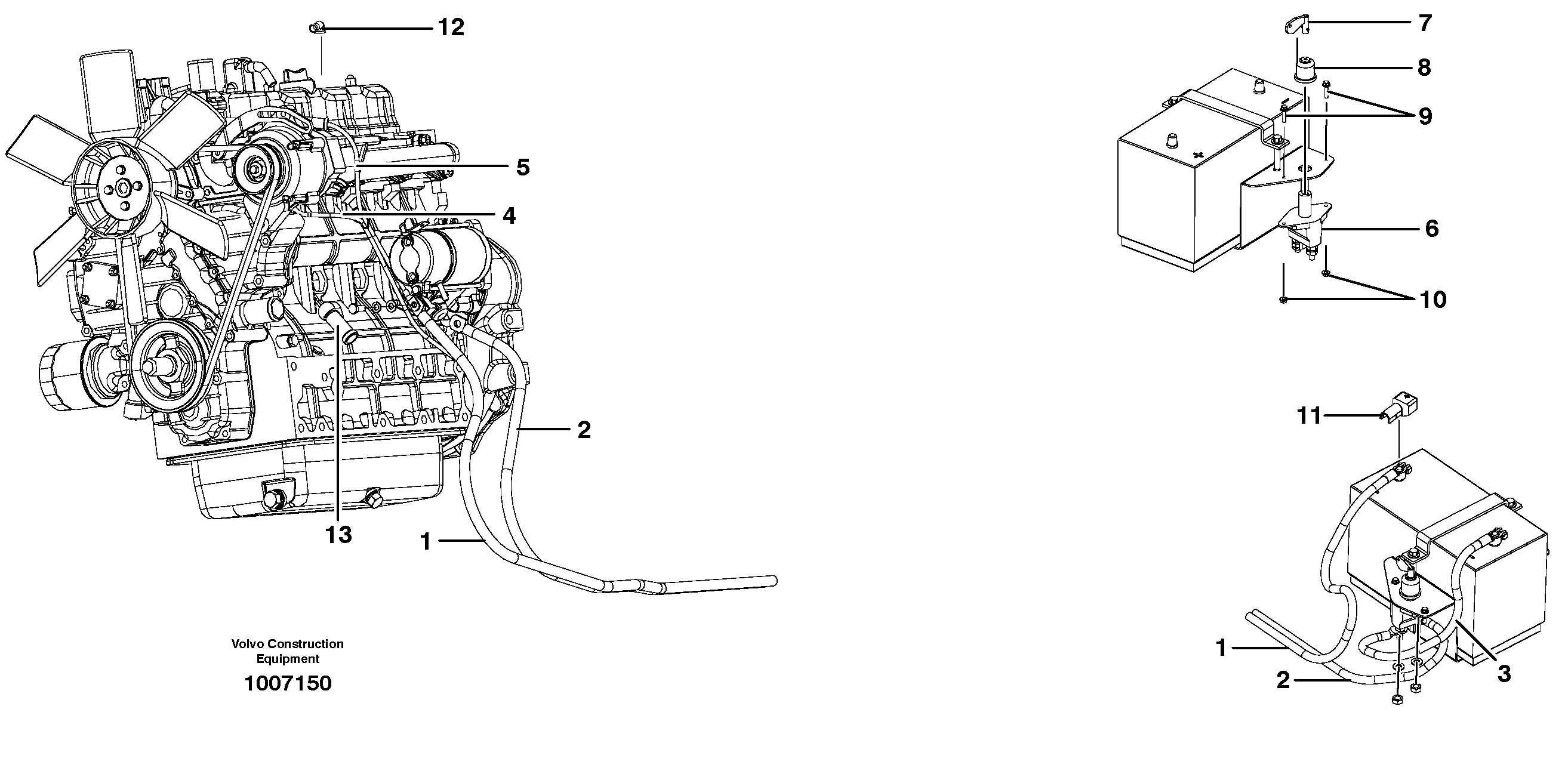 Схема запчастей Volvo MC60 - 8411 Battery cable and main switch 