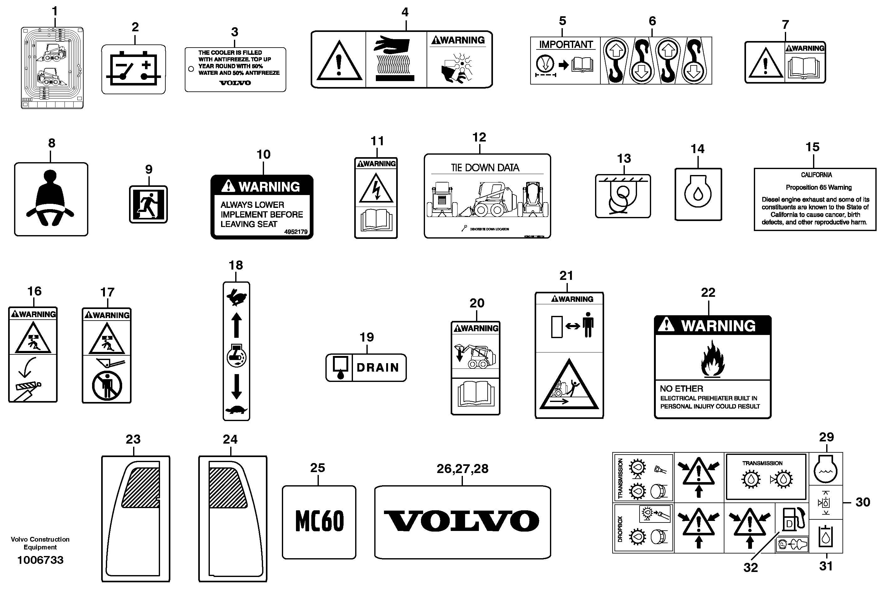 Схема запчастей Volvo MC60 - 7424 Decals 