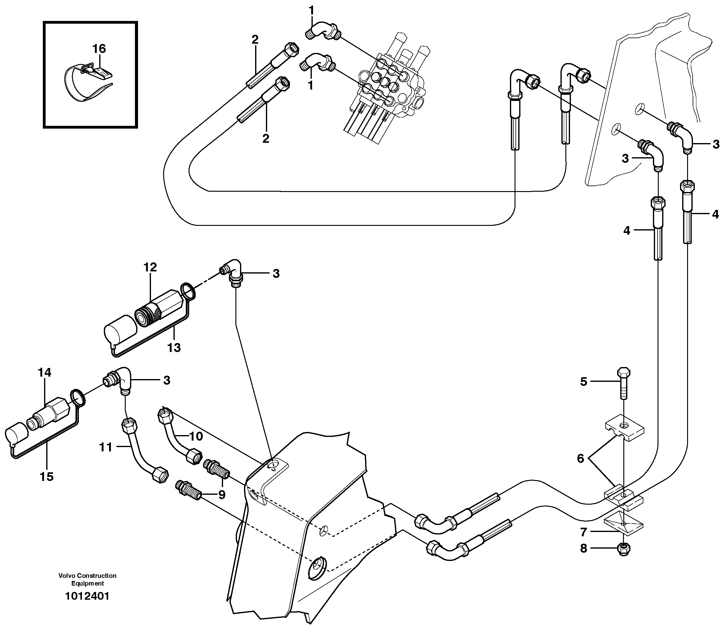 Схема запчастей Volvo MC60 - 7431 Auxiliary hydraulic circuit 