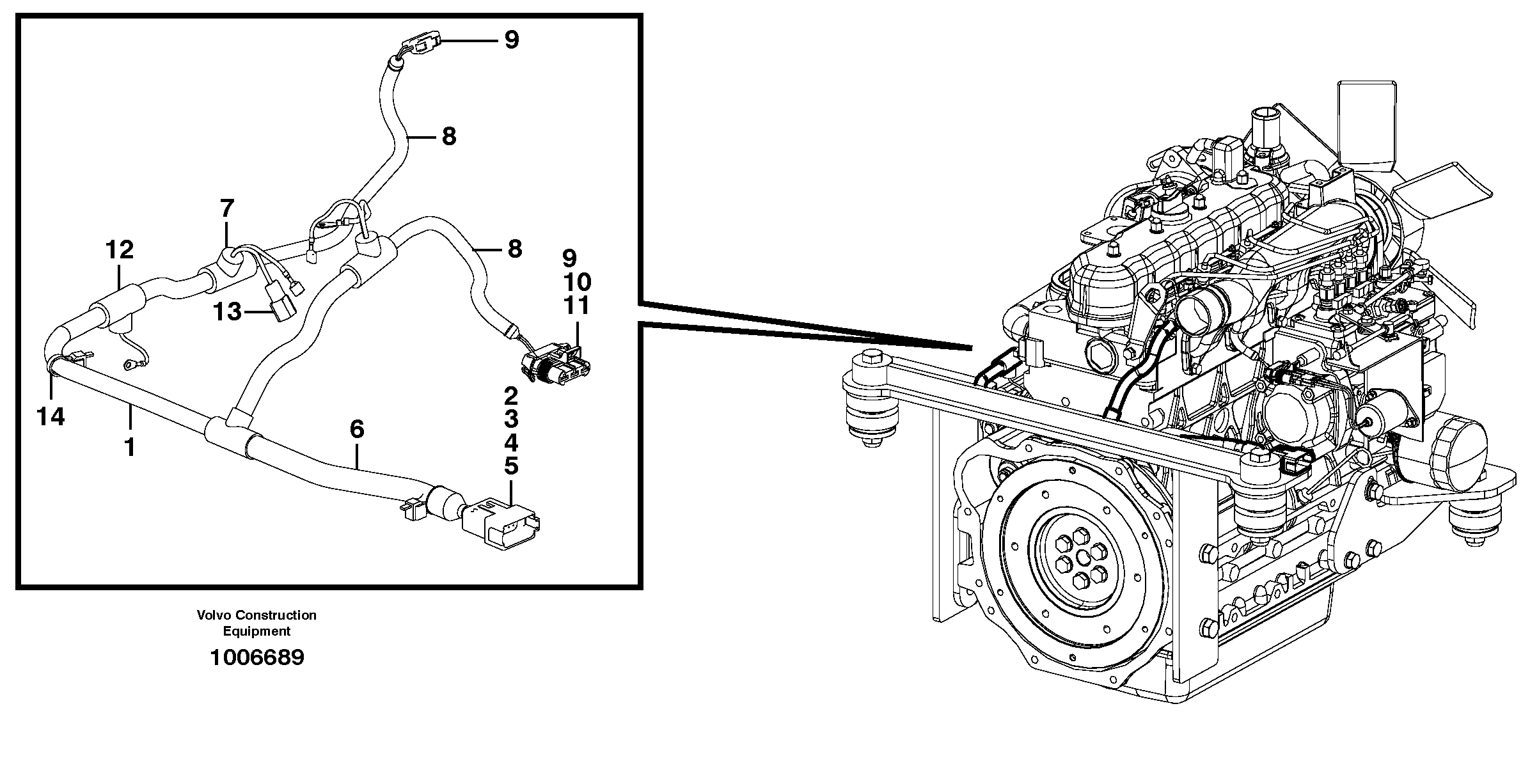 Схема запчастей Volvo MC70 - 20959 Cable harness, engine 