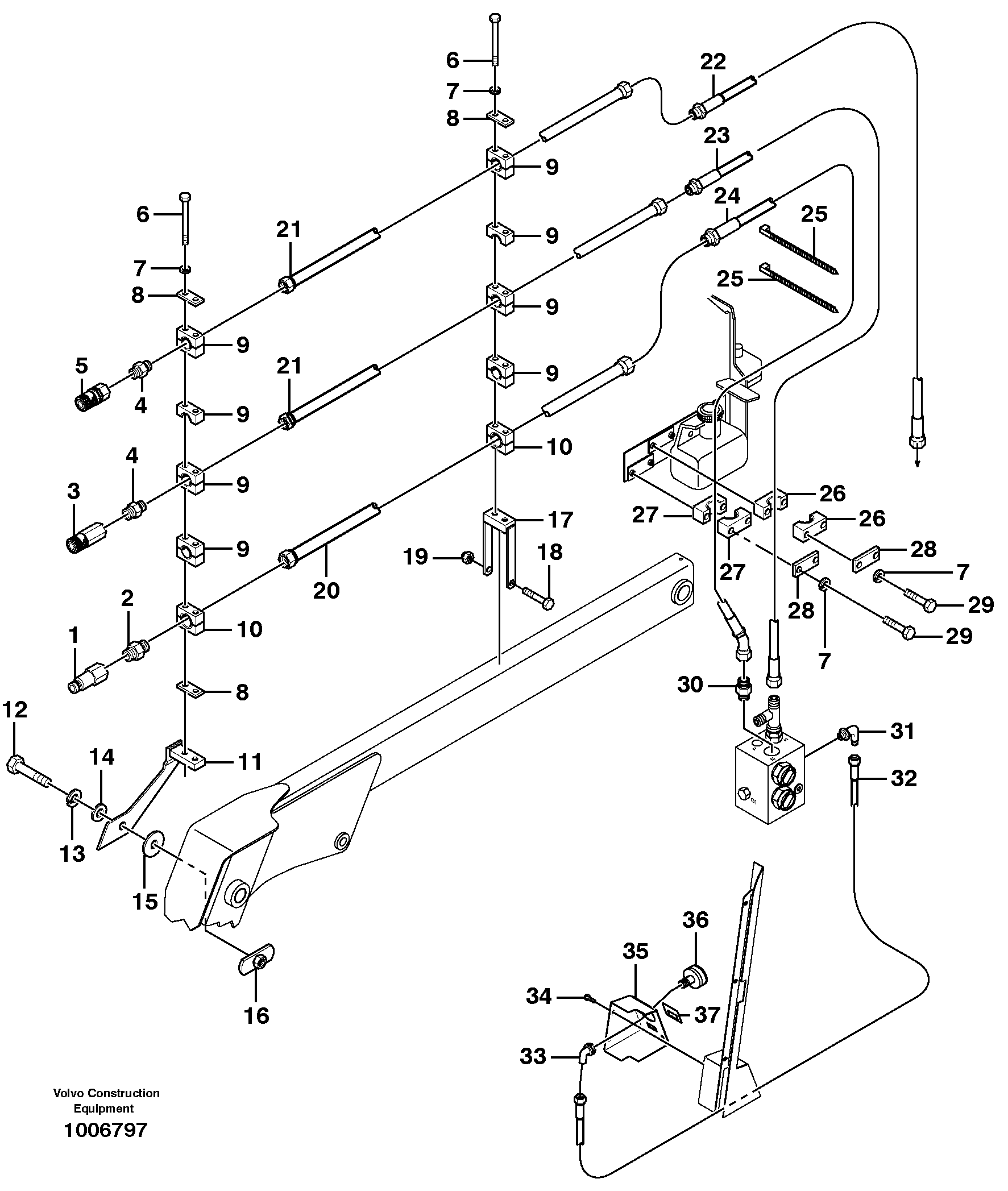 Схема запчастей Volvo MC70 - 101369 High flow hydraulic circuit 