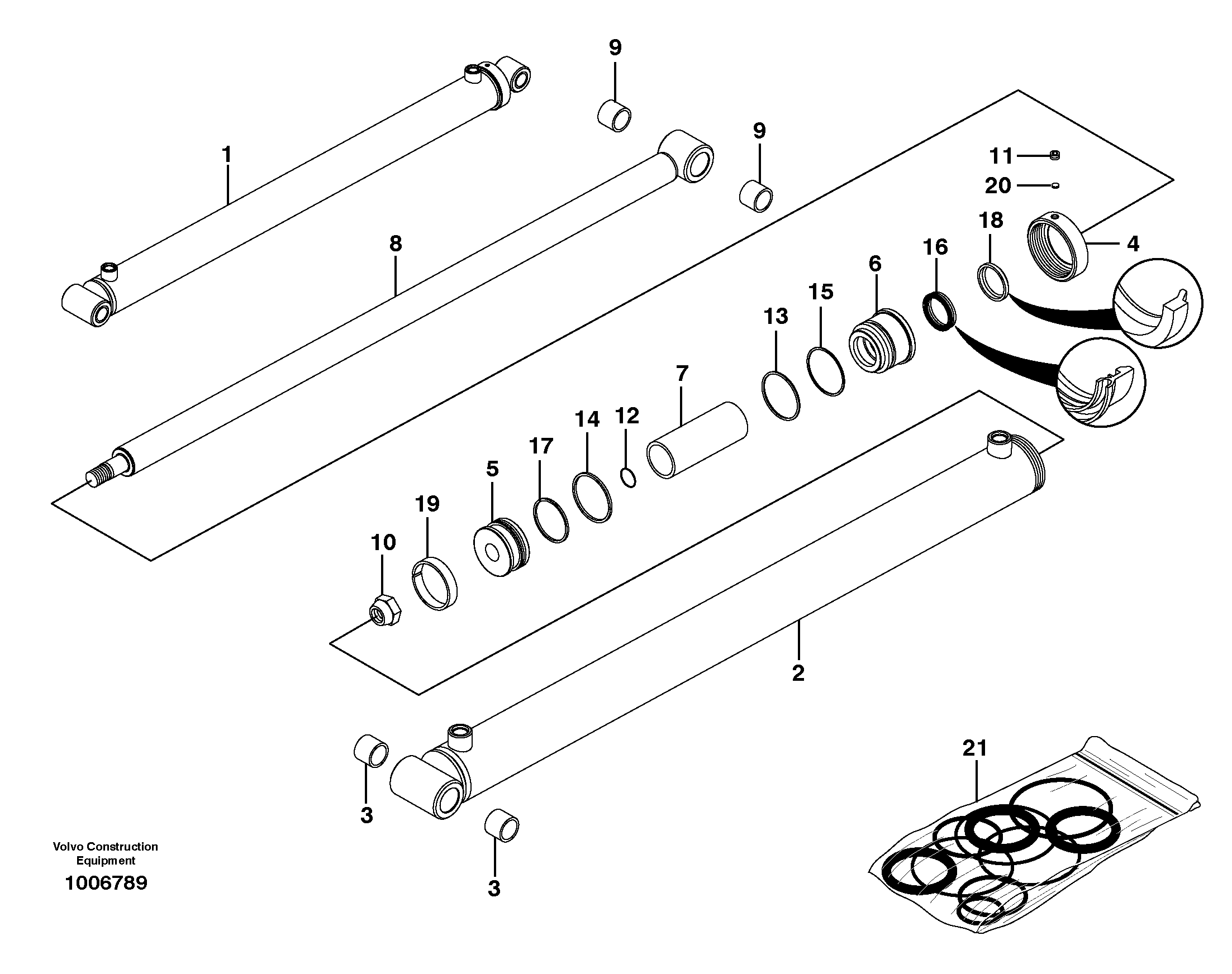 Схема запчастей Volvo MC70 - 8045 Loader arm cylinder 