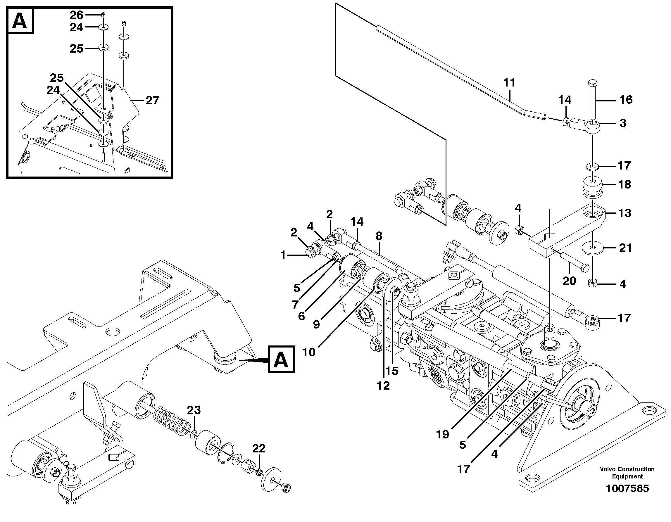 Схема запчастей Volvo MC80 - 8027 Auxiliary control levers, forward/reverse 