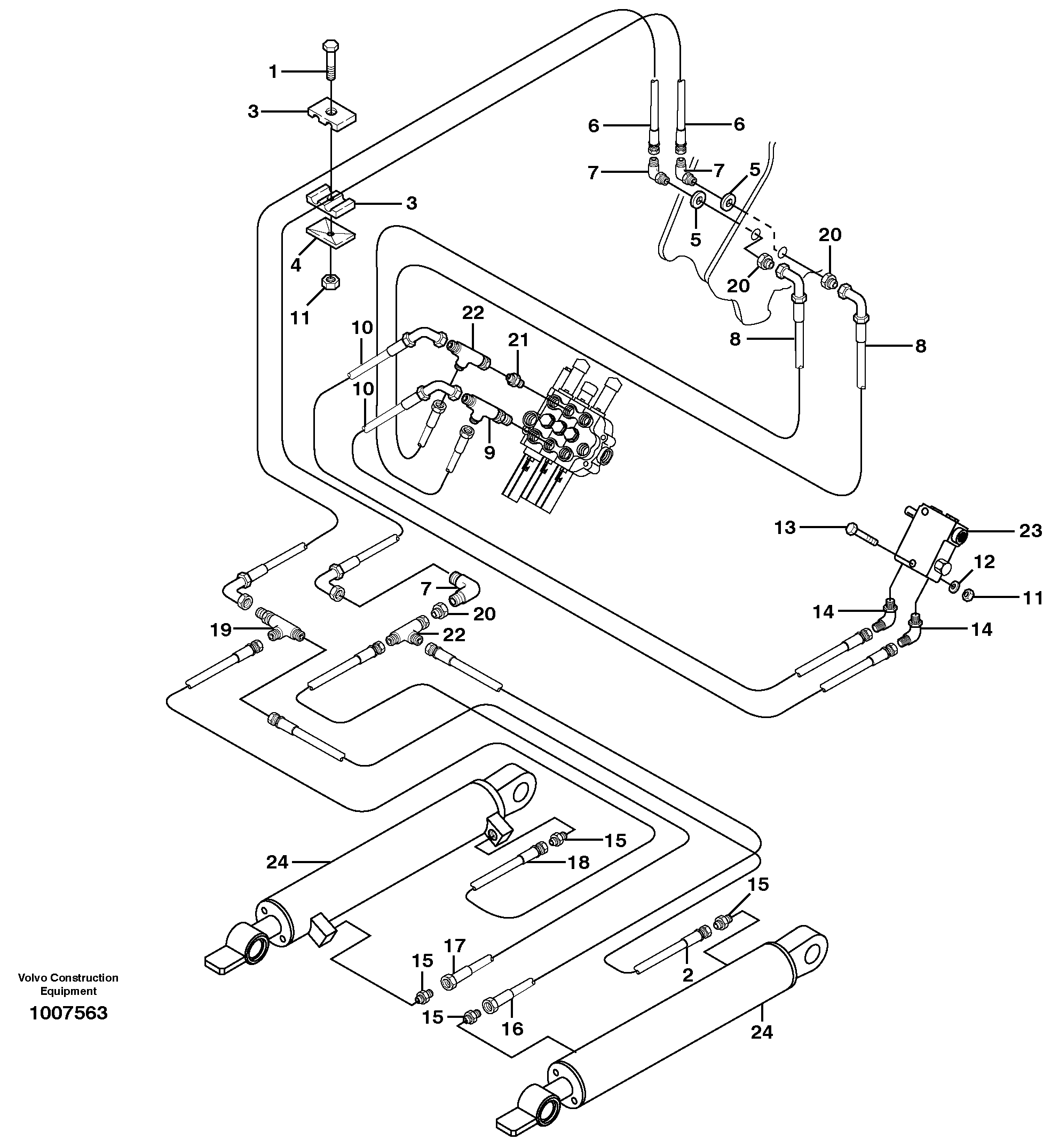 Схема запчастей Volvo MC80 - 8983 Attachment tilt hydraulic circuit 