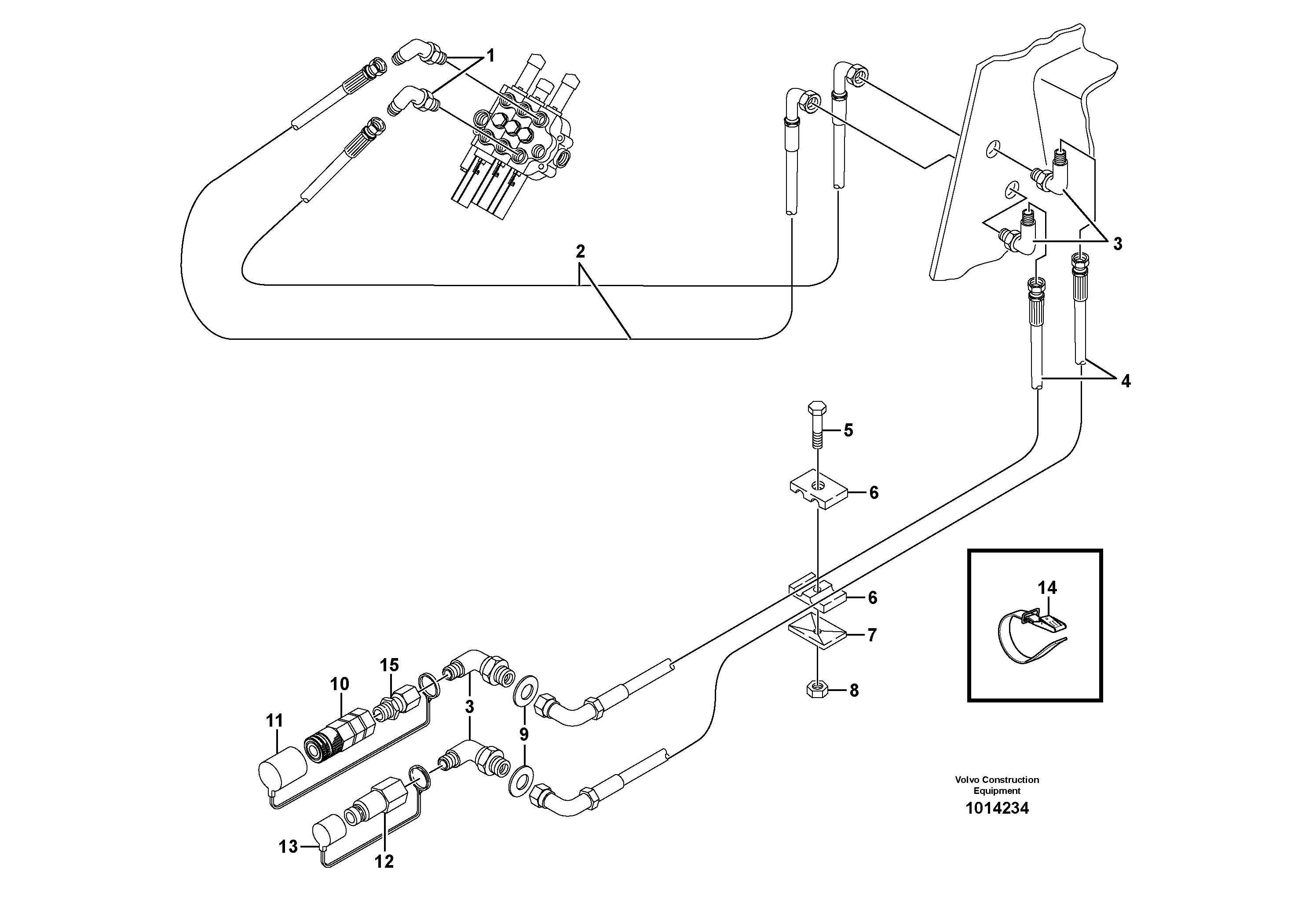 Схема запчастей Volvo MC80 - 8985 Auxiliary hydraulic circuit 