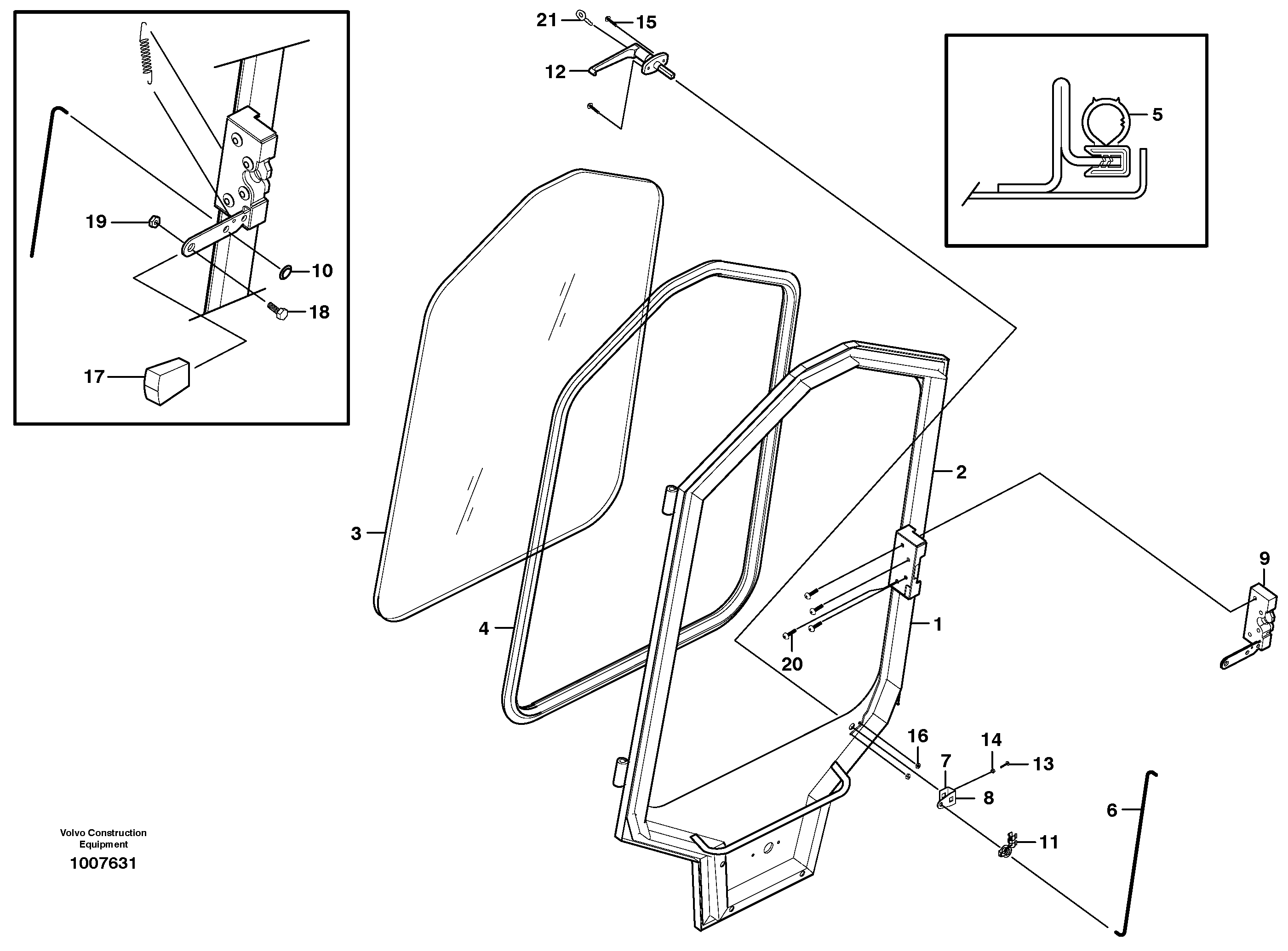 Схема запчастей Volvo MC90 - 8814 Enclosed cab front door (optional) 