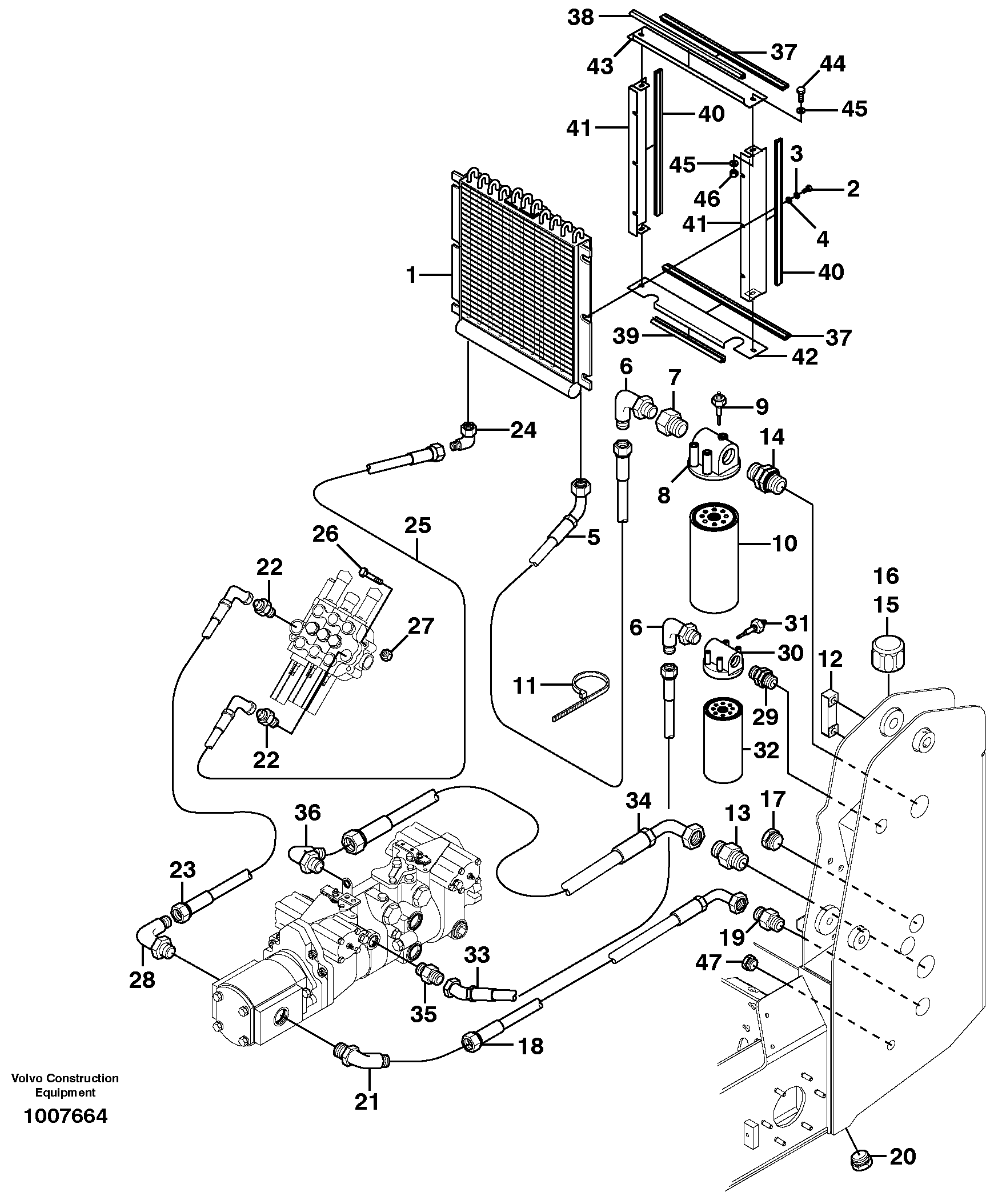 Схема запчастей Volvo MC90 - 8851 Supply/return and Cooling Circuits 