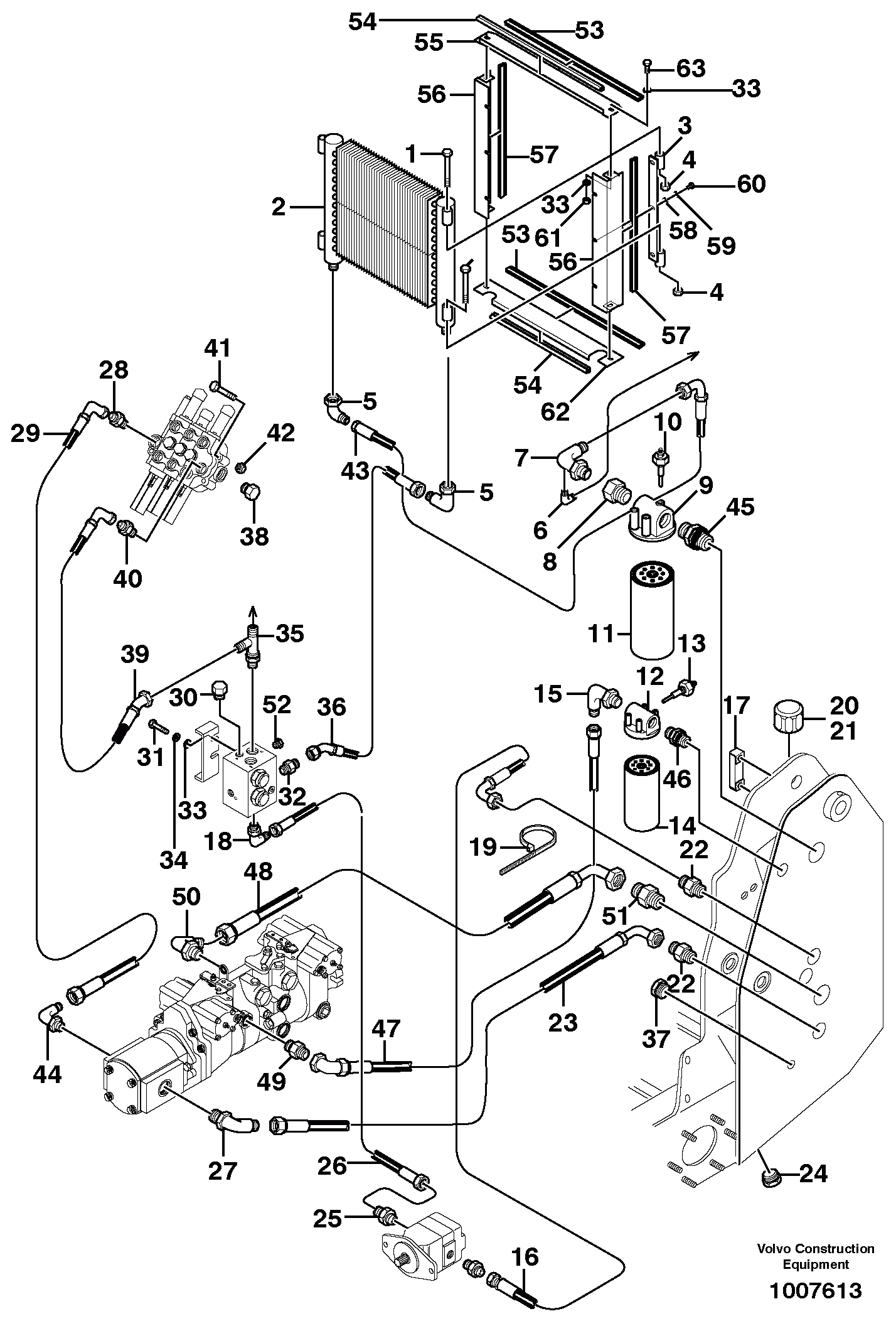 Схема запчастей Volvo MC90 - 8852 Supply/return and Cooling Circuits 