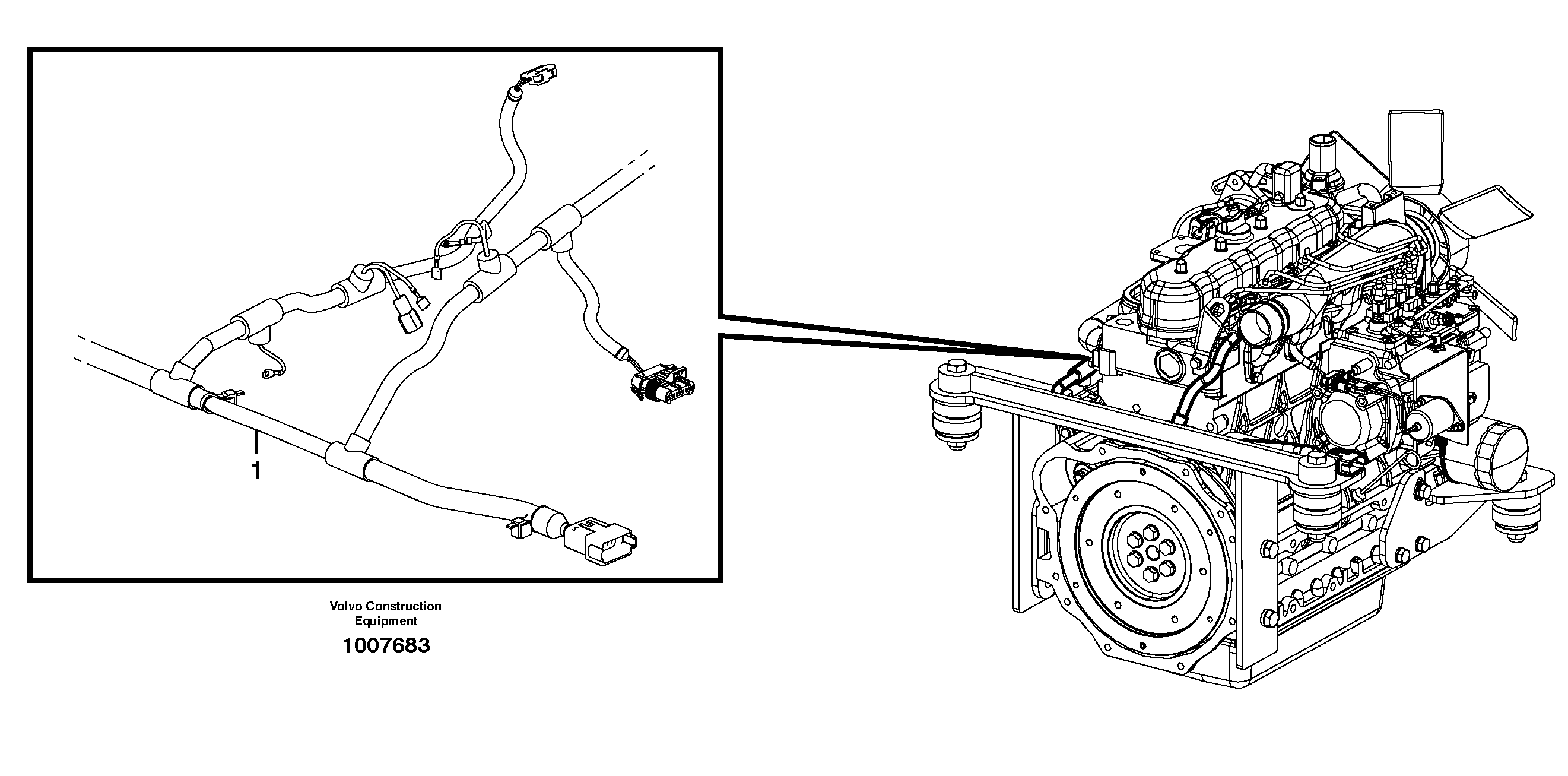 Схема запчастей Volvo MC110 - 23344 Cable harness, engine 