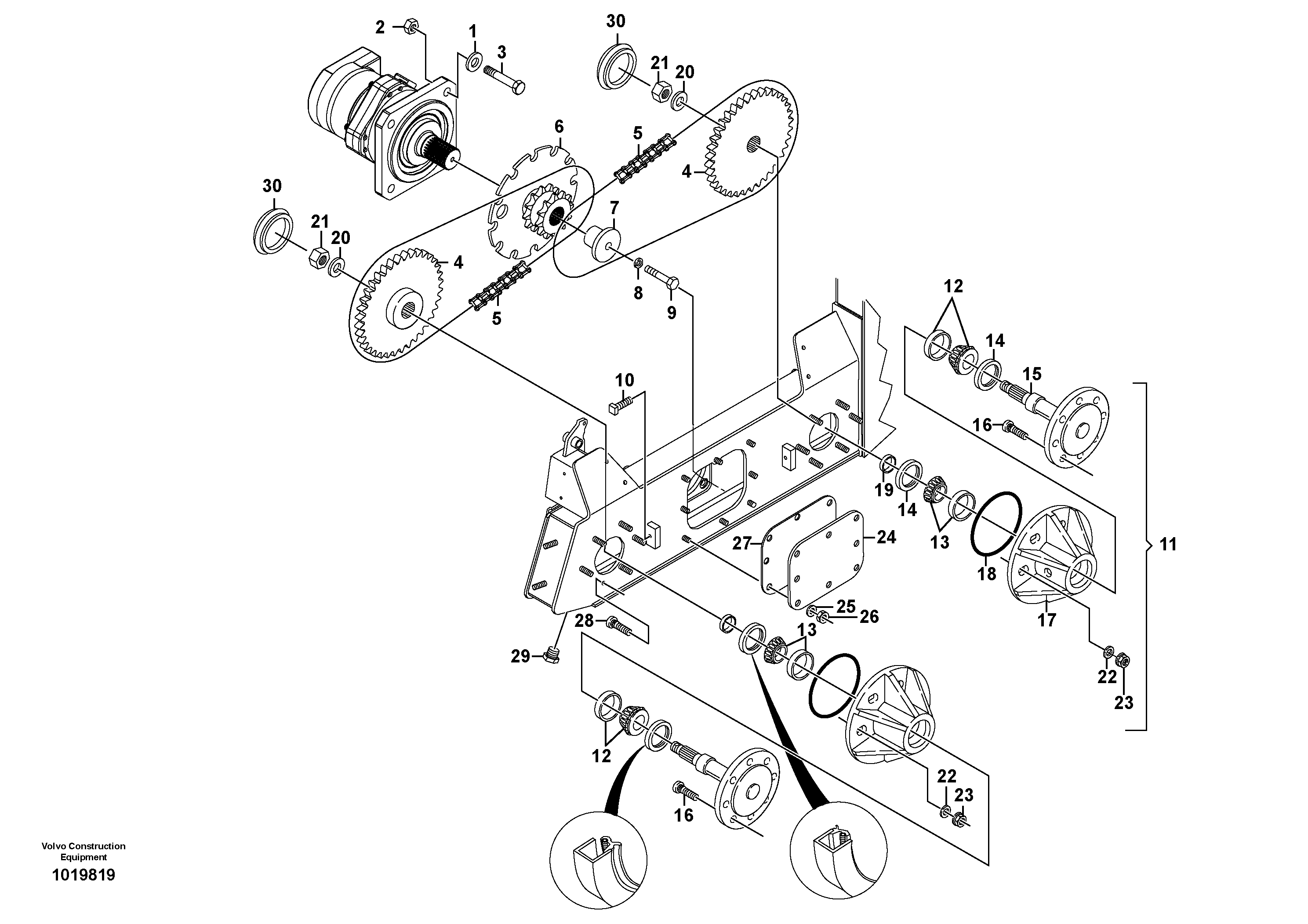 Схема запчастей Volvo MC110 - 7581 Drivetrain components 