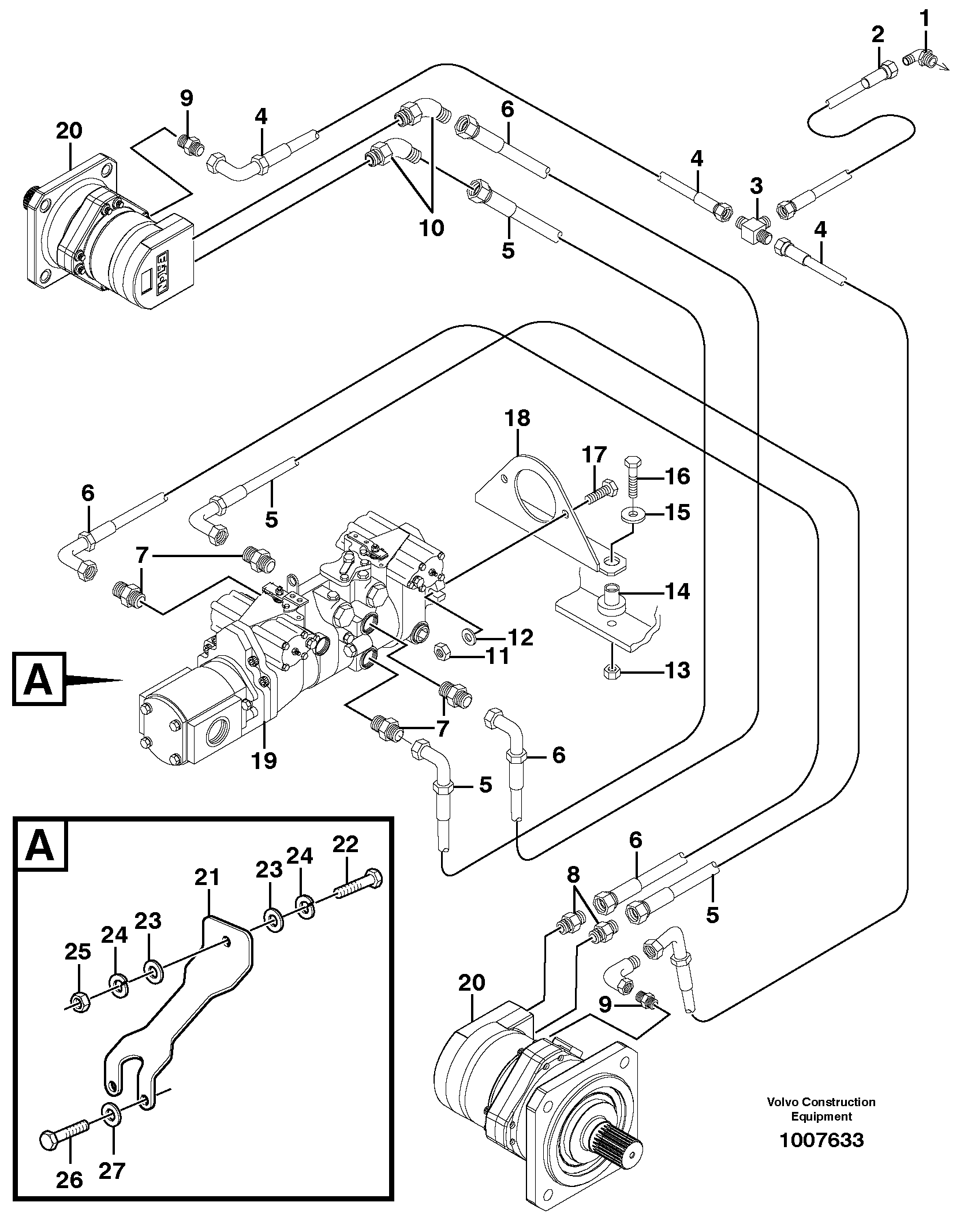 Схема запчастей Volvo MC110 - 23349 Hydraulic system Transport 