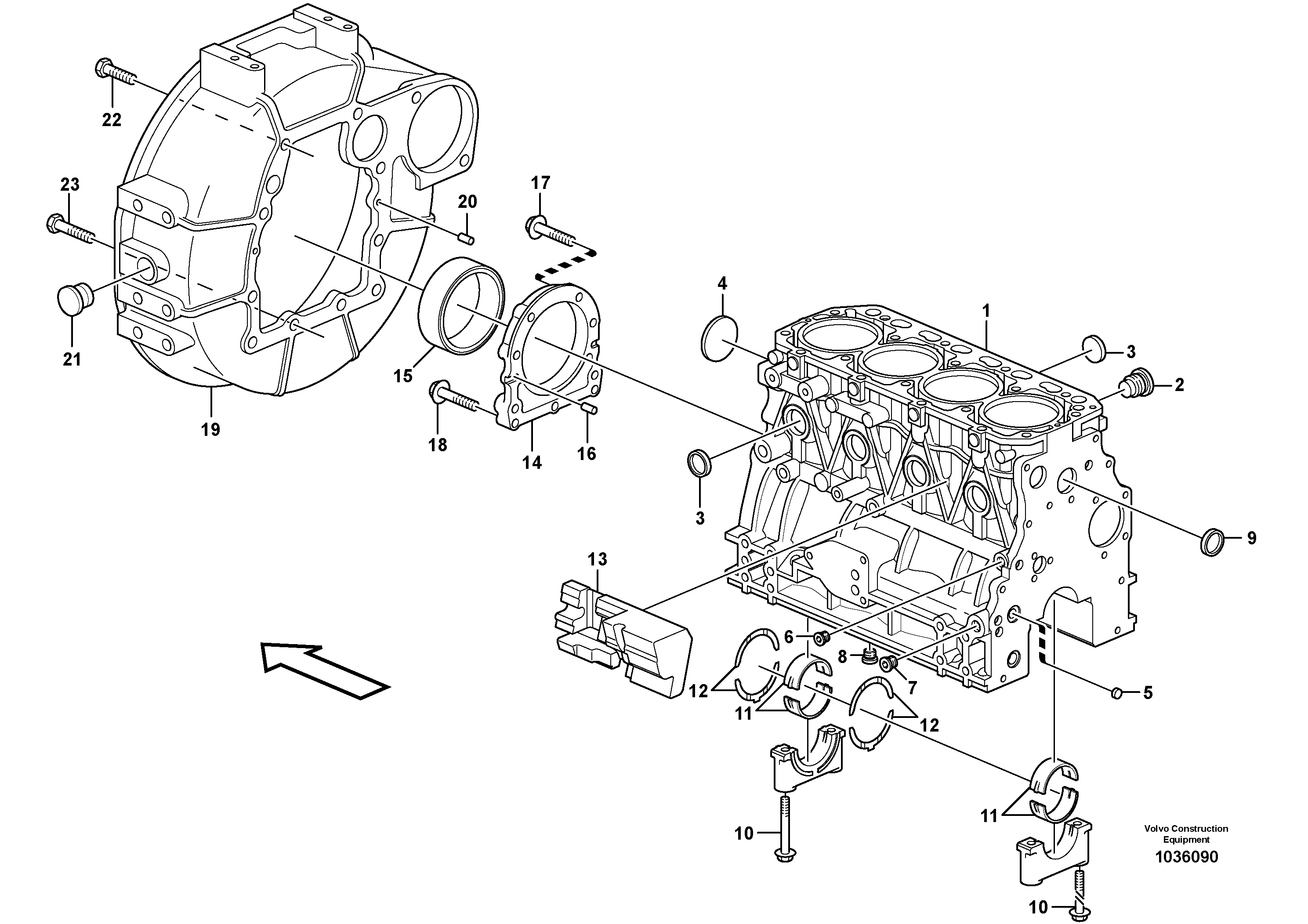 Схема запчастей Volvo MC60B - 59929 Блок цилиндров MC60B S/N 71000 -