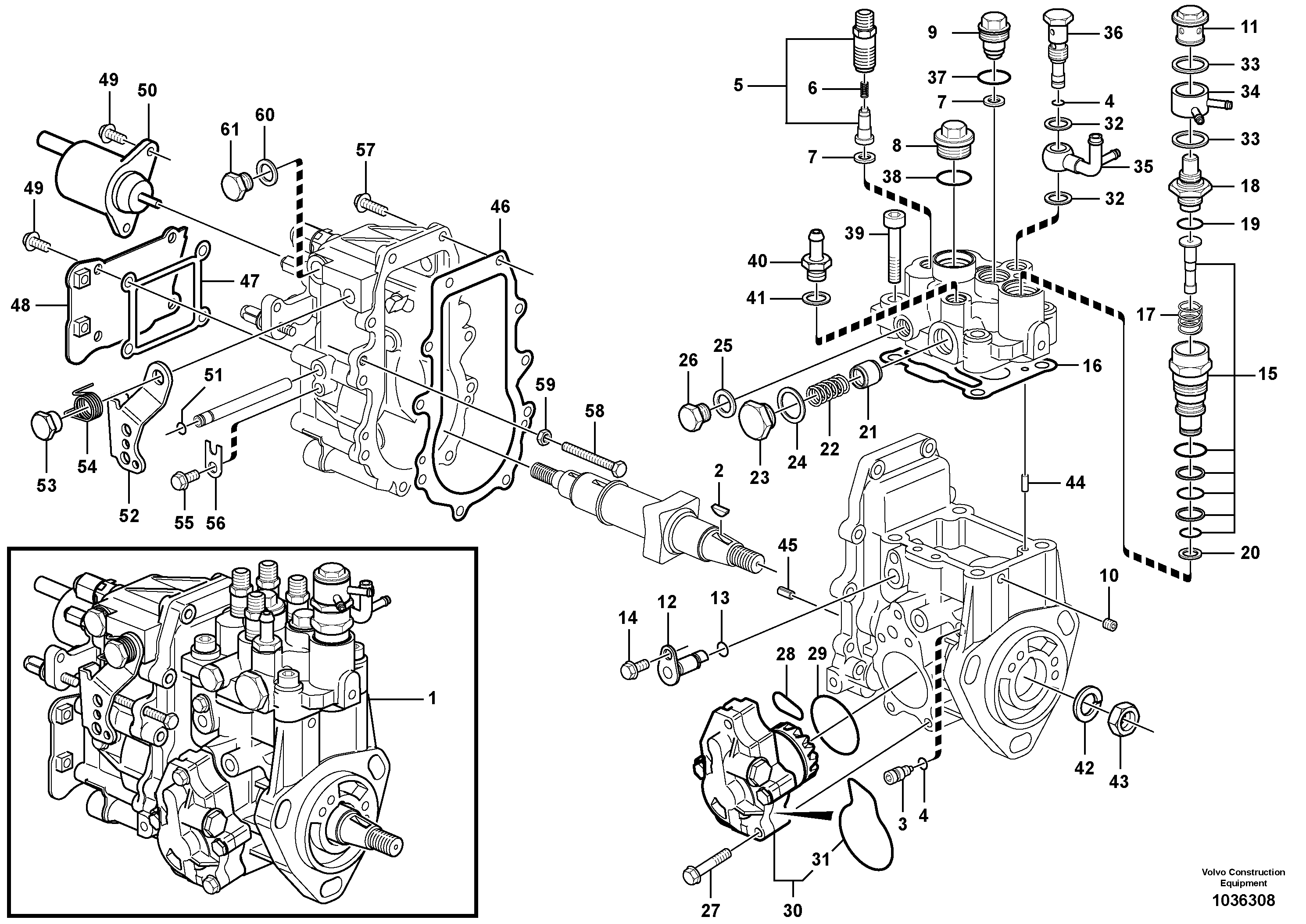 Схема запчастей Volvo MC60B - 84472 Fuel injection pump with fitting parts MC60B S/N 71000 -