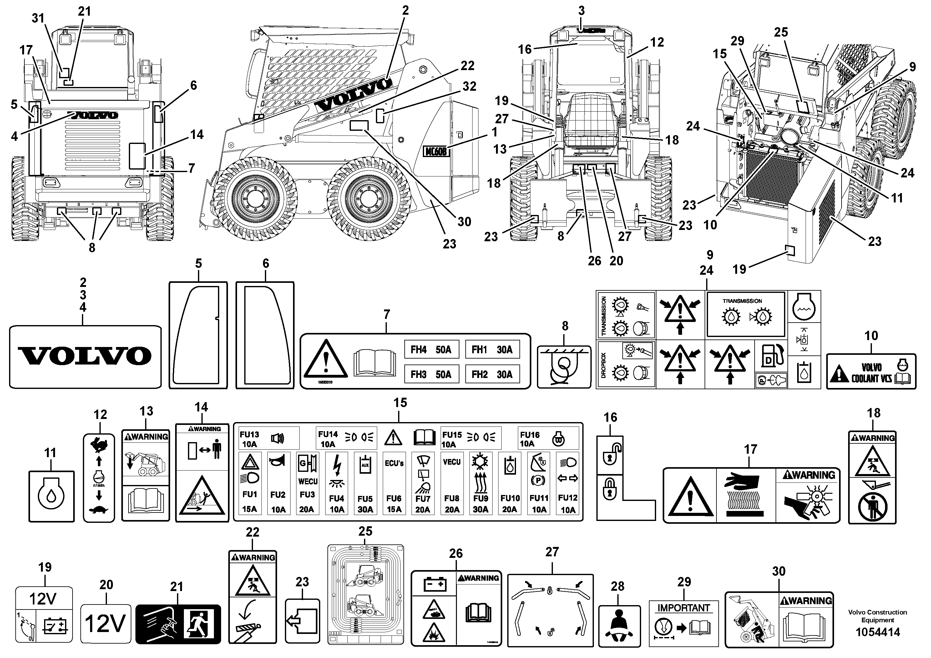 Схема запчастей Volvo MC60B - 102874 Decals MC60B S/N 71000 -