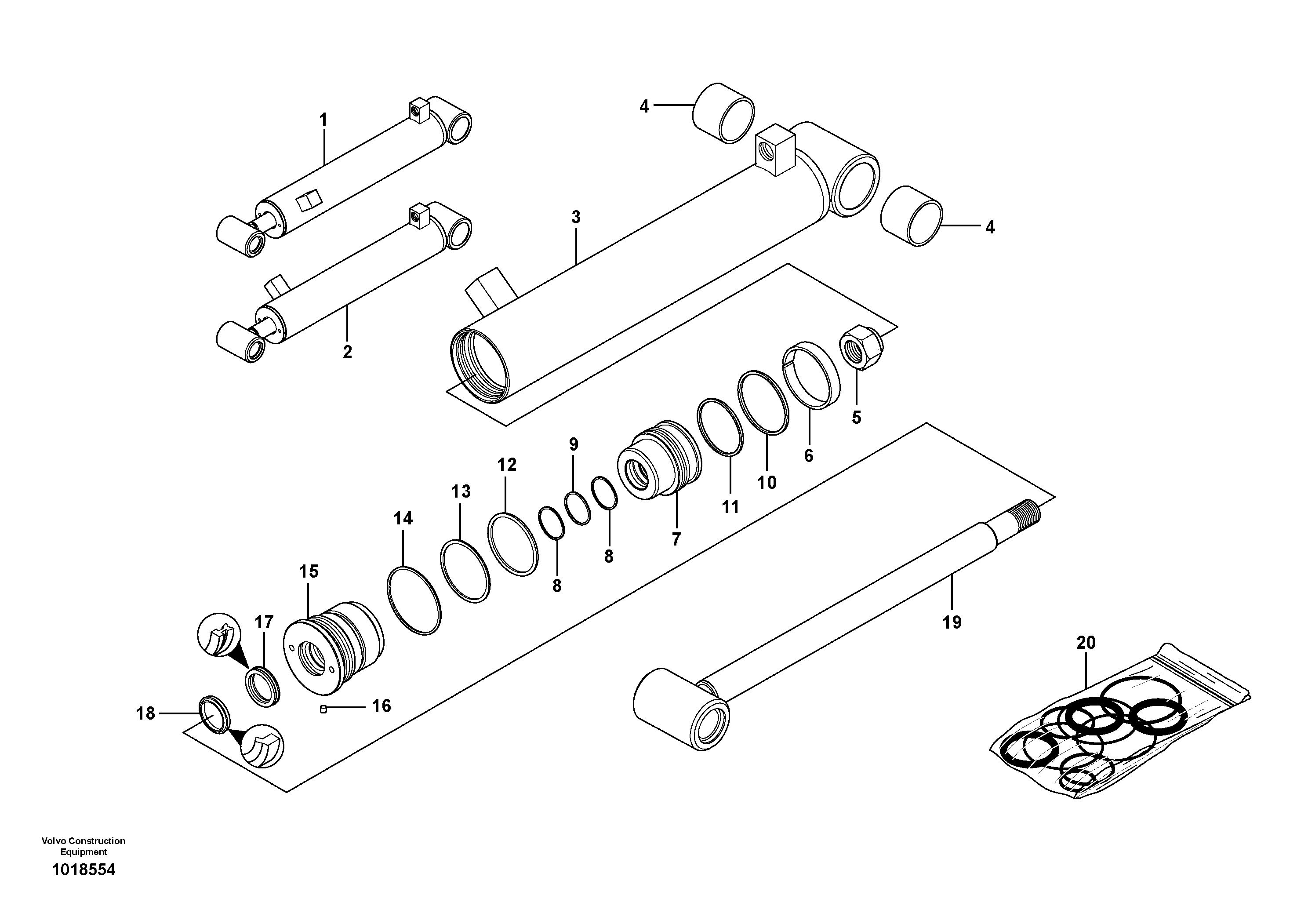 Схема запчастей Volvo MC60B - 56814 Hydraulic cylinder, tilting MC60B