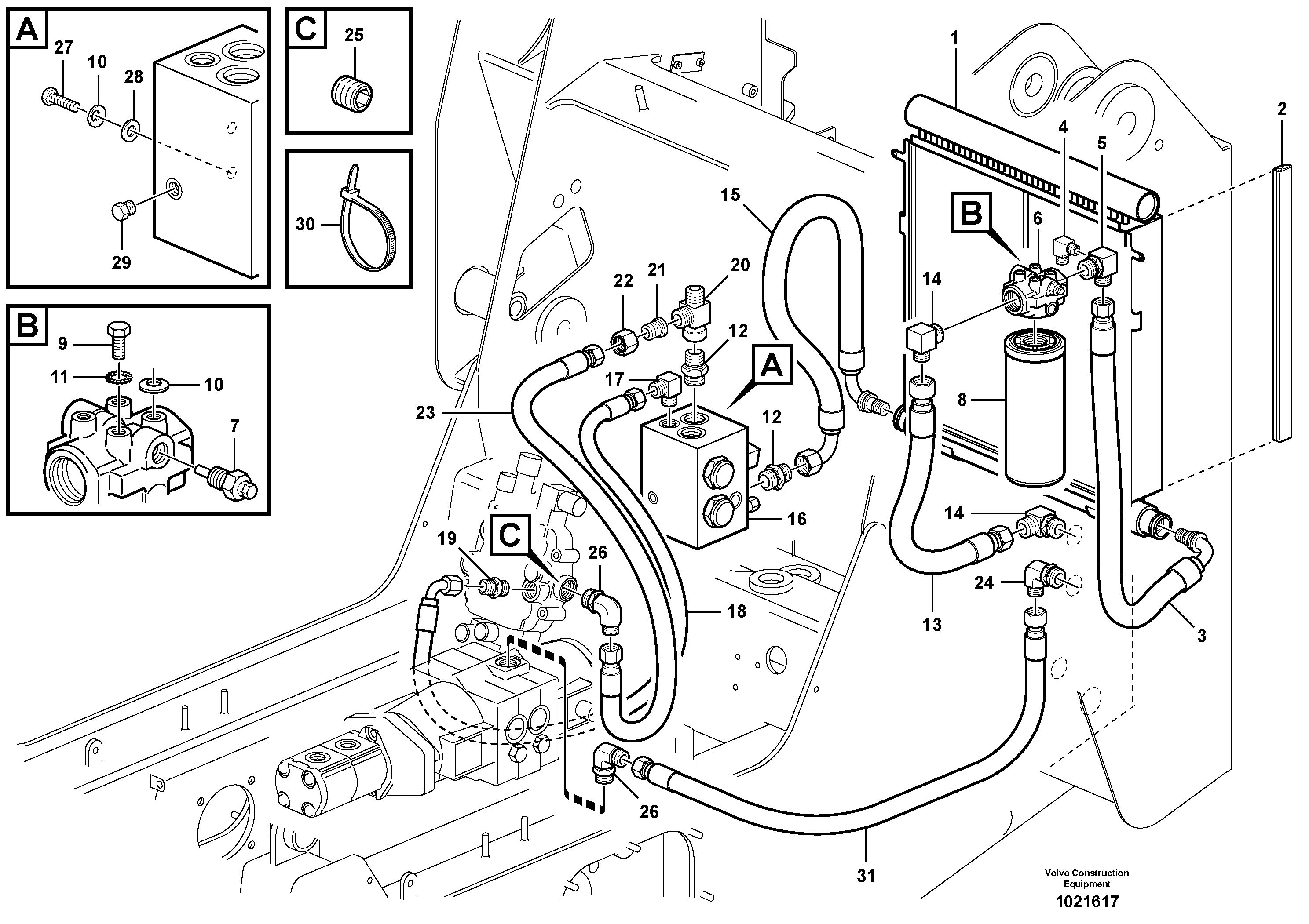 Схема запчастей Volvo MC70B - 60050 Return and cooling hydraulic circuits MC70B