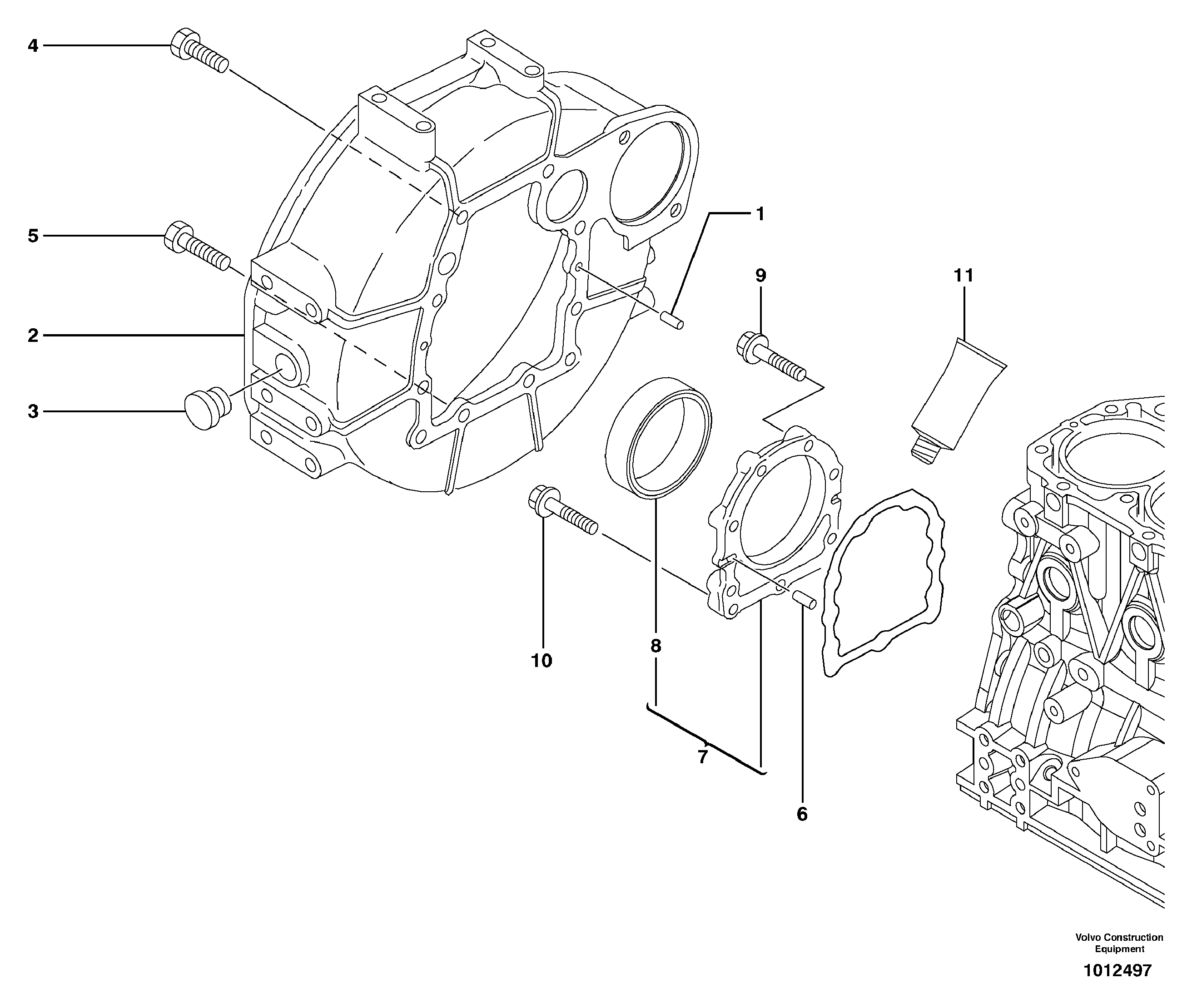 Схема запчастей Volvo MC70B - 60455 Картер маховика MC70B S/N 71000 -