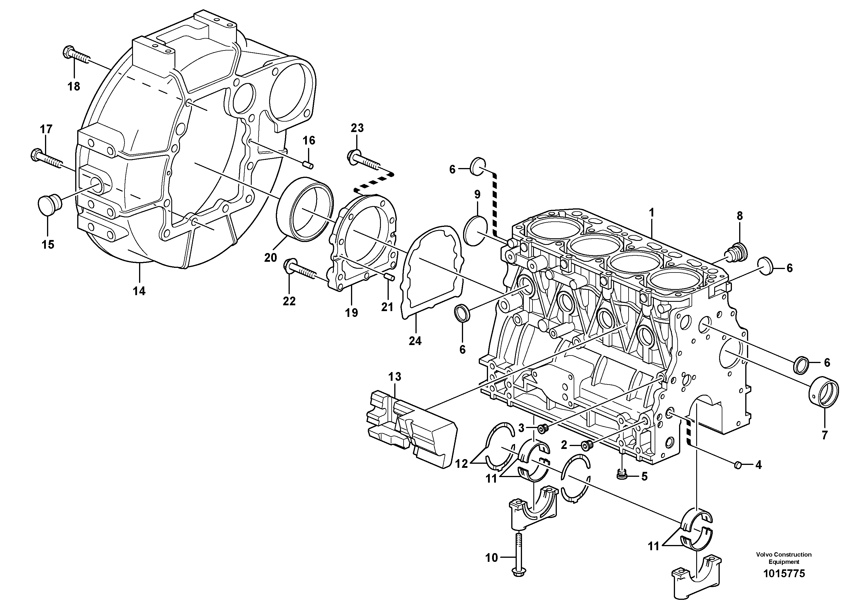 Схема запчастей Volvo MC70B - 65031 Блок цилиндров MC70B S/N 71000 -