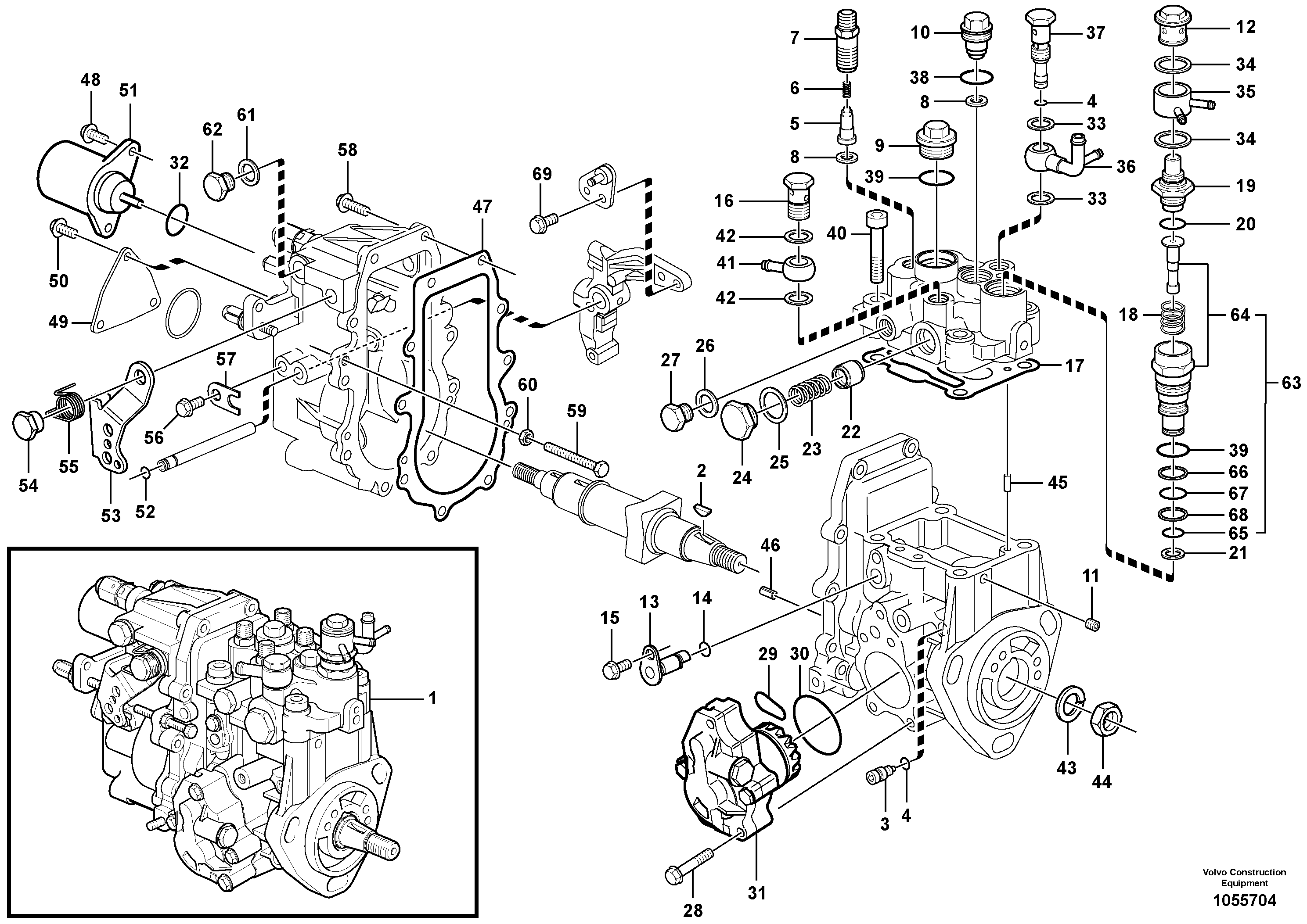 Схема запчастей Volvo MC70B - 20291 Fuel injection pump with fitting parts MC70B S/N 71000 -