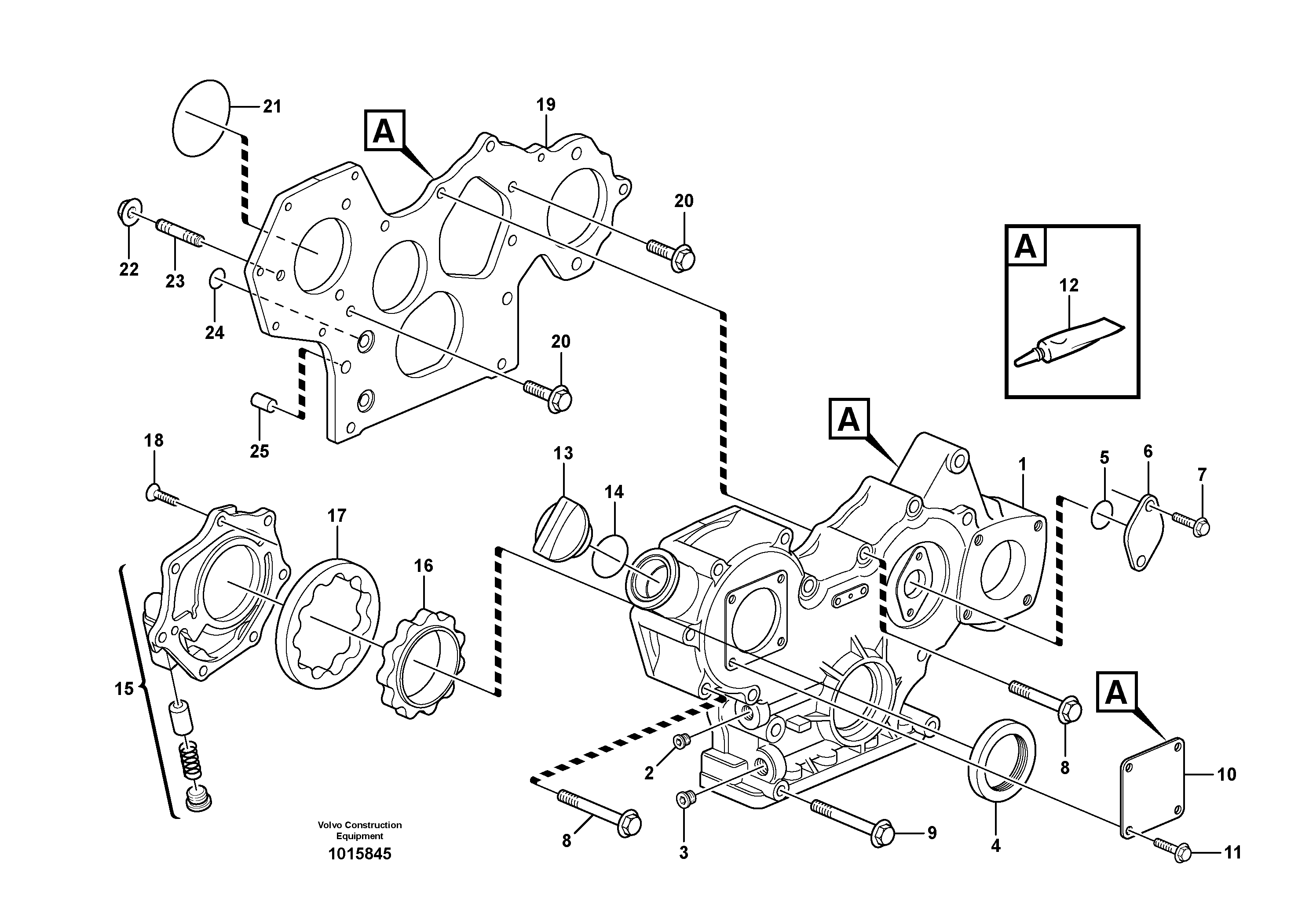 Схема запчастей Volvo MC70B - 56823 Timing gear casing and gears MC70B