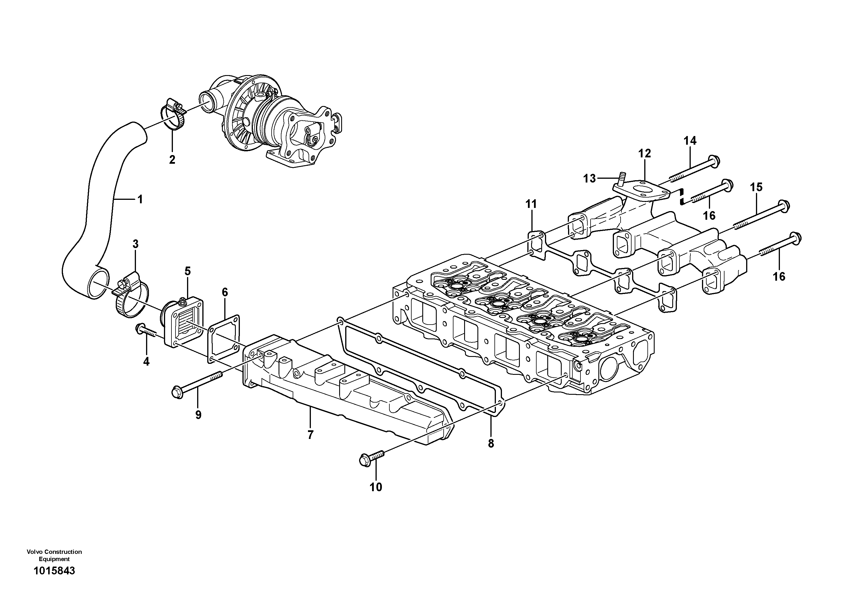 Схема запчастей Volvo MC70B - 56830 Inlet manifold and exhaust manifold MC70B