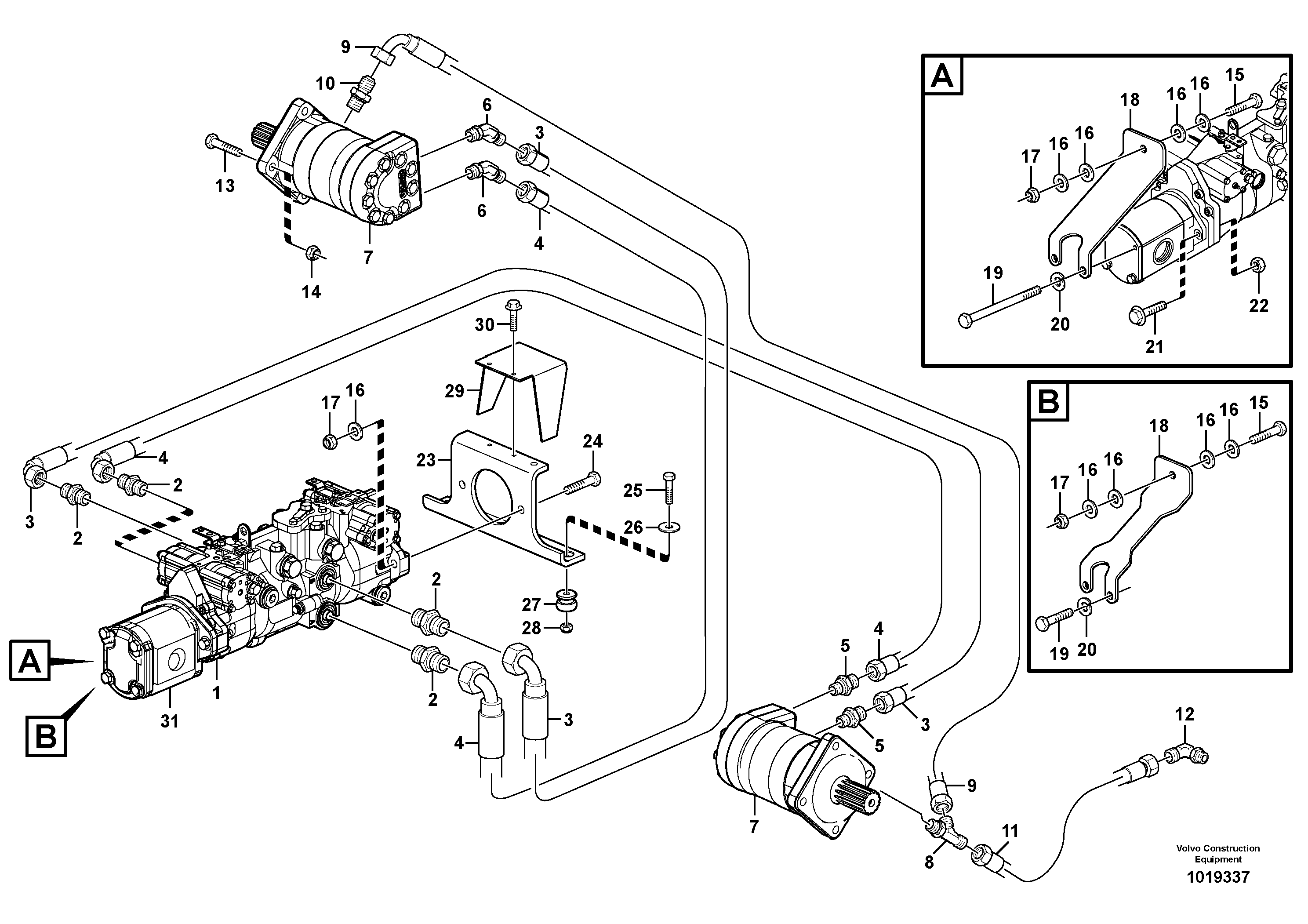 Схема запчастей Volvo MC90B - 8128 Hydraulic system Transport MC90B