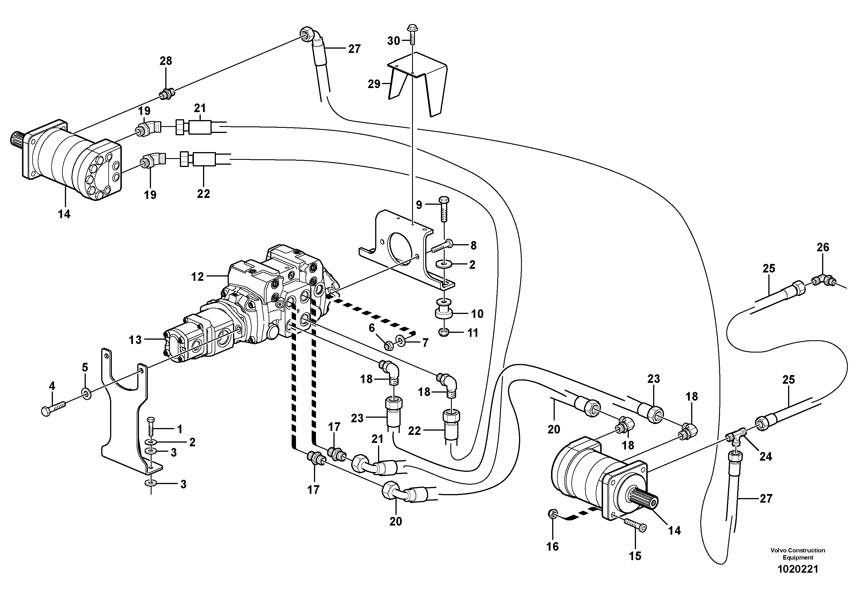 Схема запчастей Volvo MC90B - 8129 Hydraulic system Transport MC90B