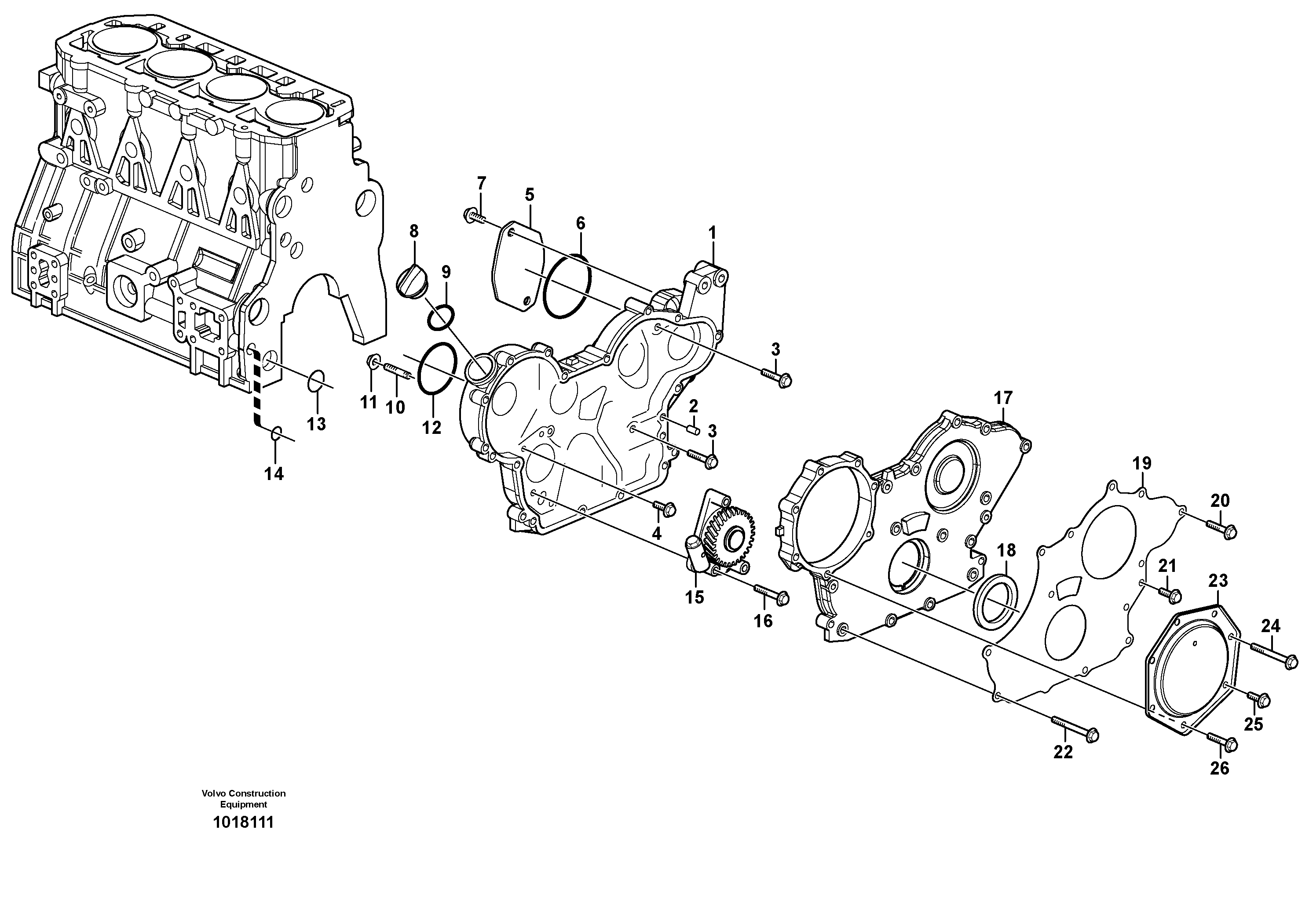 Схема запчастей Volvo MC90B - 61049 Timing gear casing and gears MC90B S/N 71000 -