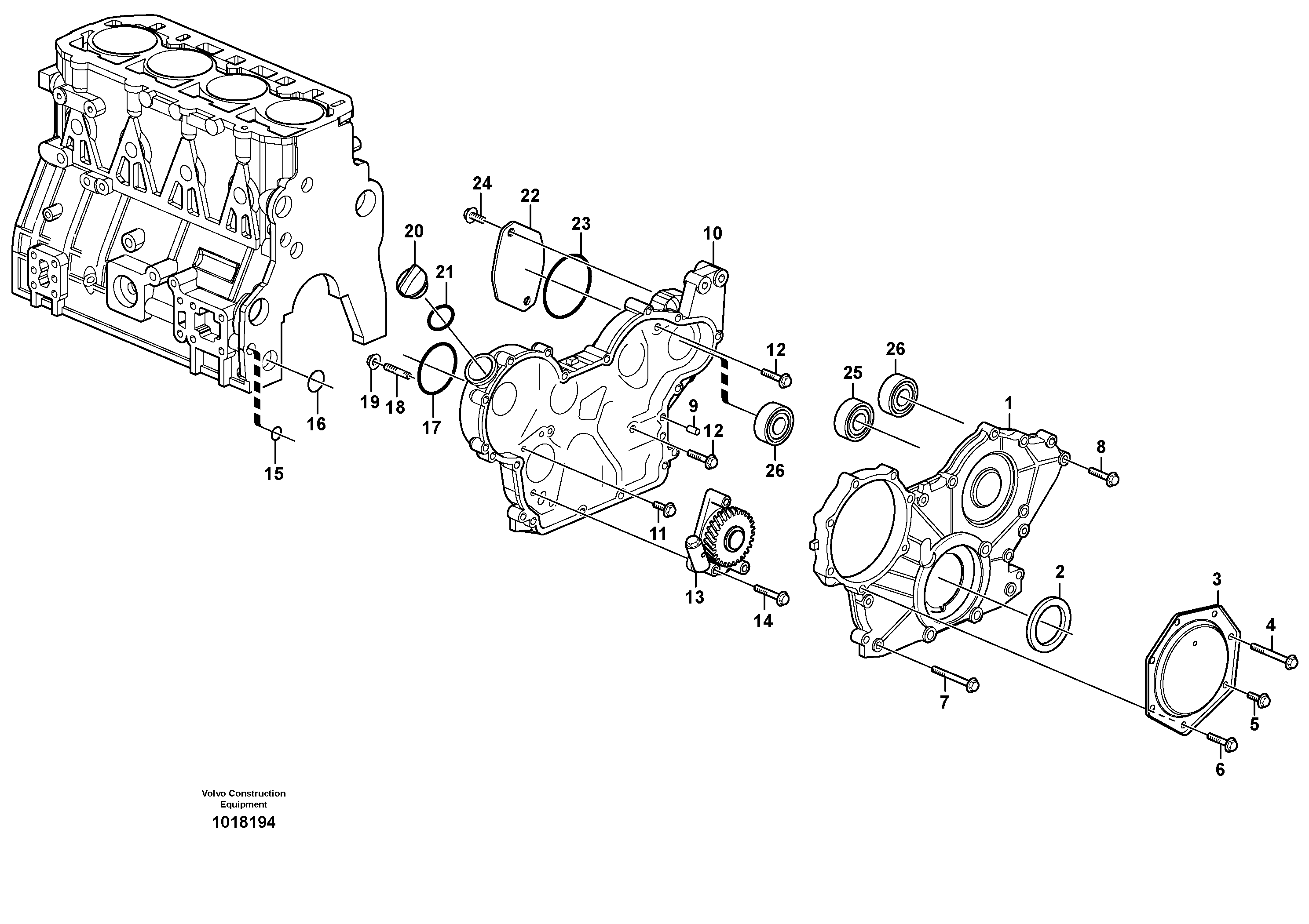 Схема запчастей Volvo MC90B - 61050 Timing gear casing and gears MC90B S/N 71000 -