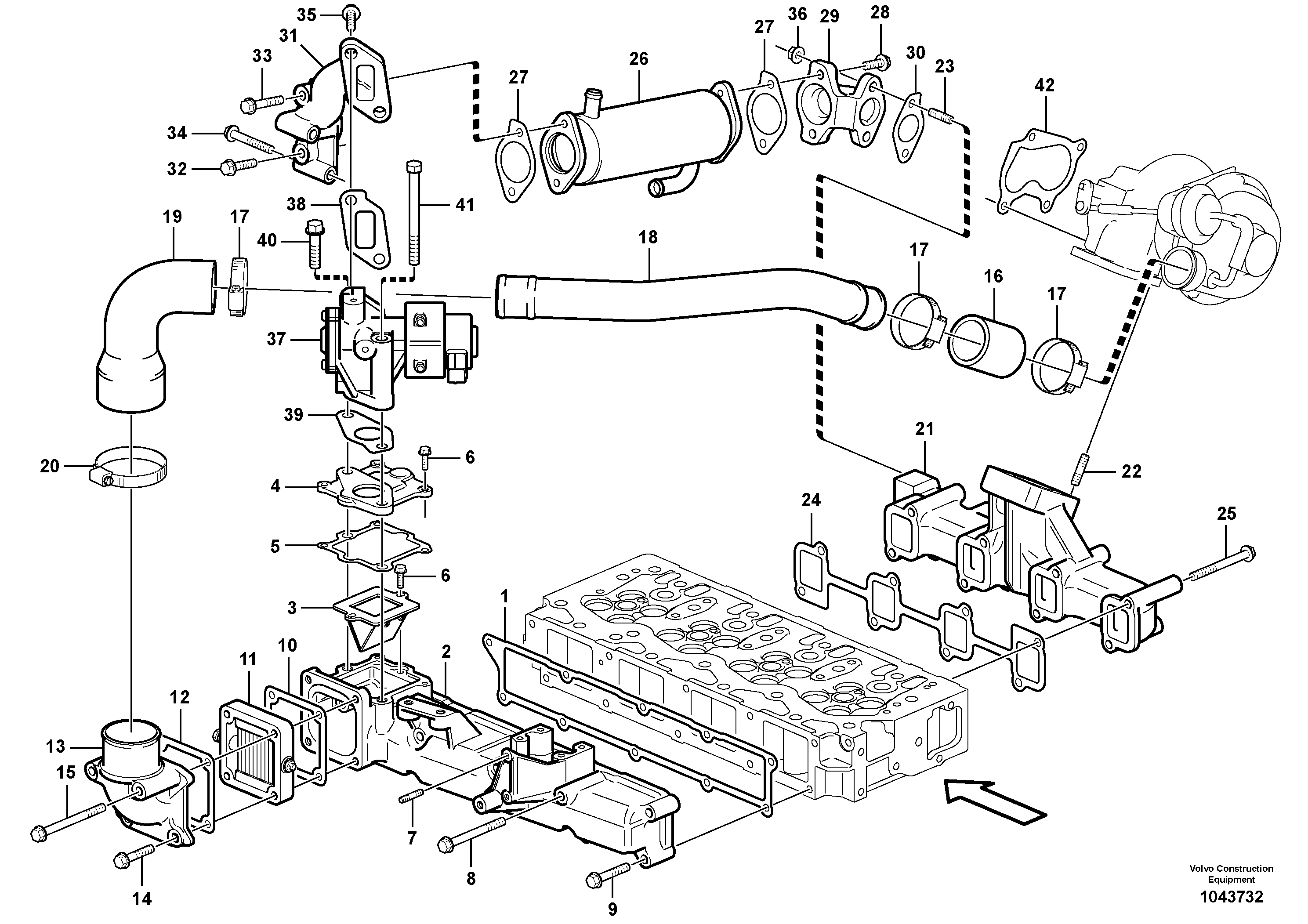 Схема запчастей Volvo MC90B - 59478 Inlet manifold and exhaust manifold MC90B S/N 71000 -