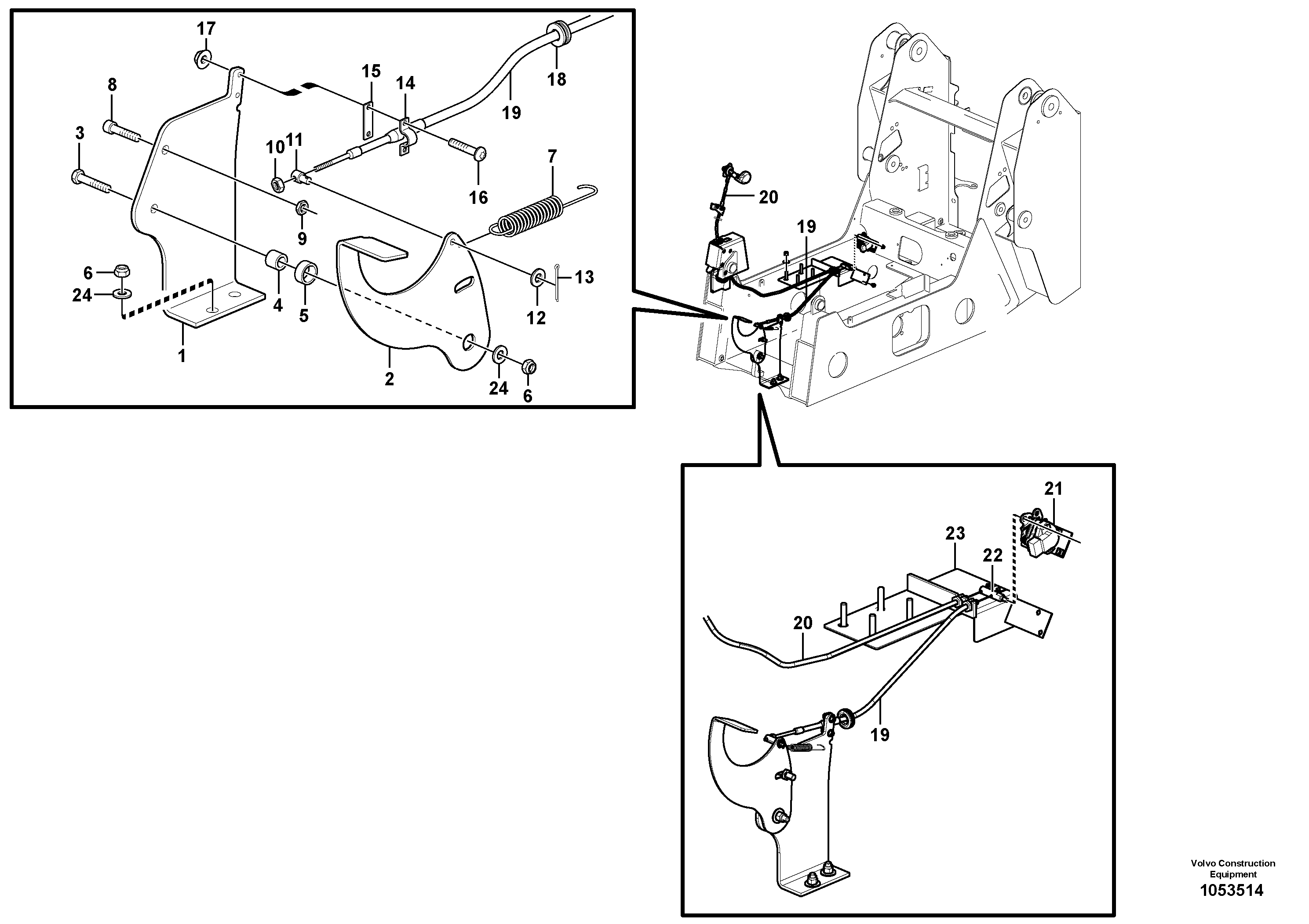 Схема запчастей Volvo MC90B - 100702 Throttle control MC90B S/N 71000 -